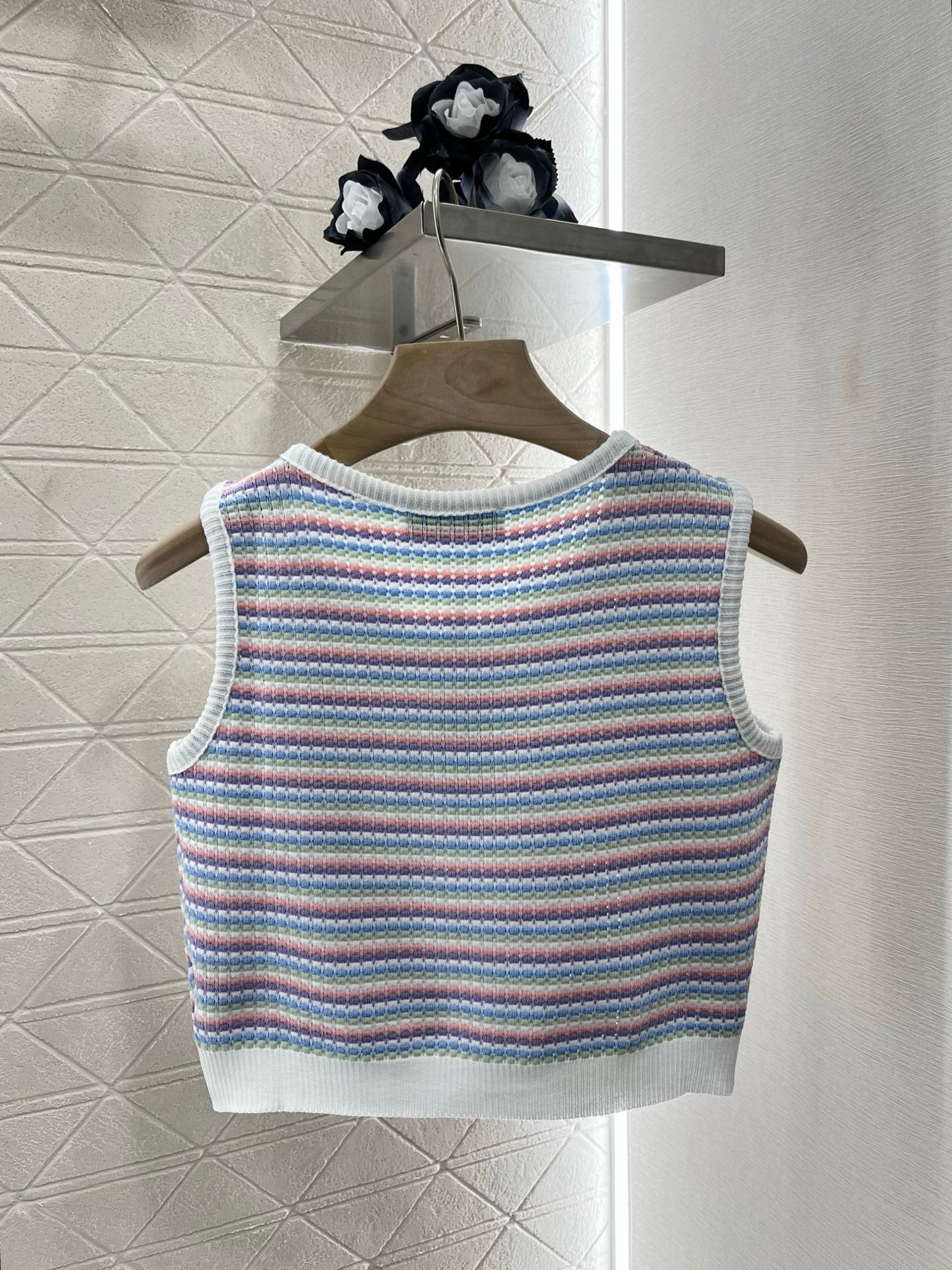 L*♥2025 new product Striped knitted vest