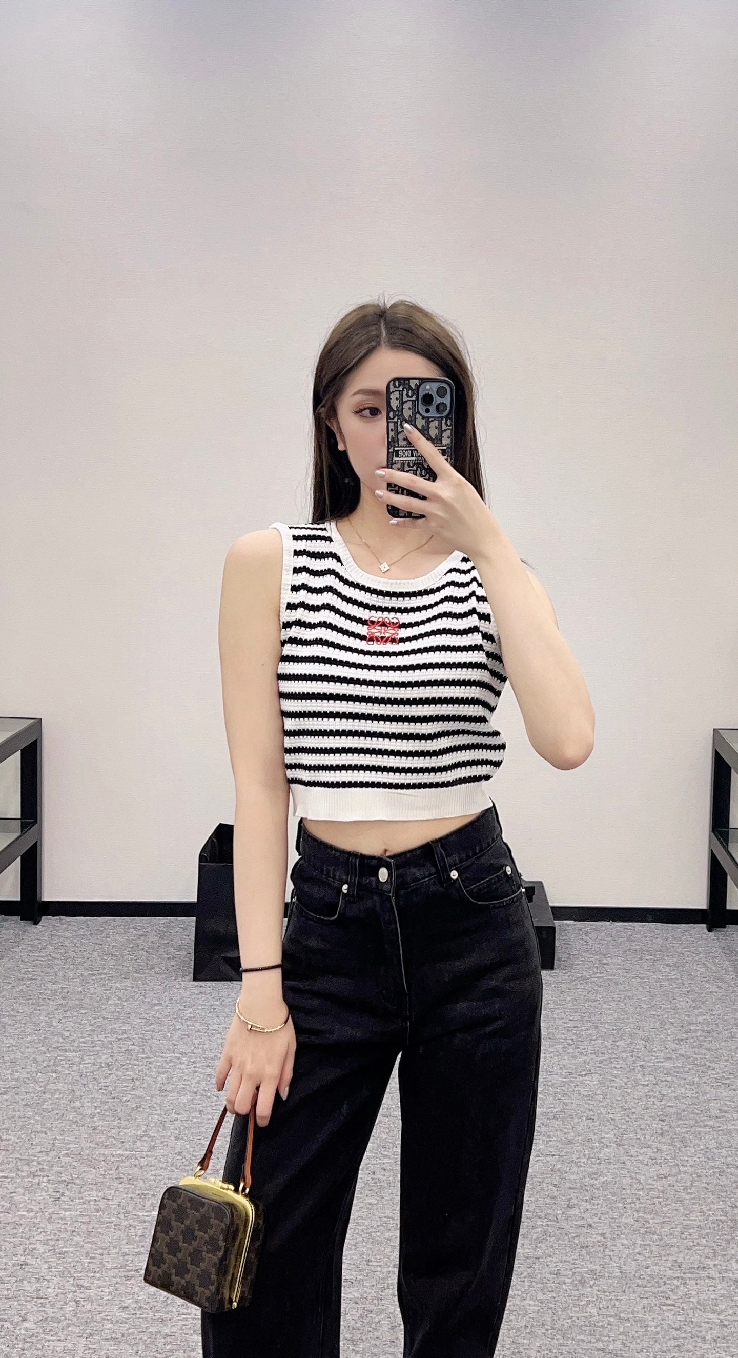 L*♥2025 new product Striped knitted vest