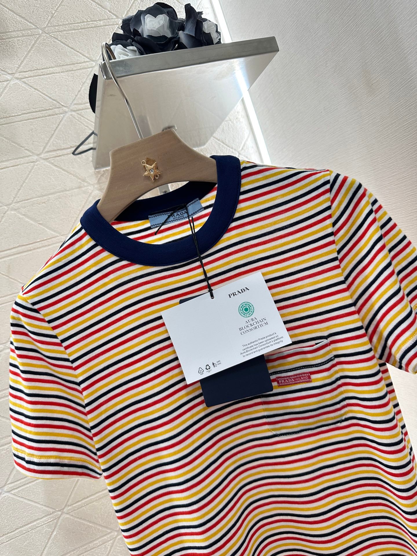 P*♥2025 new product Striped round neck