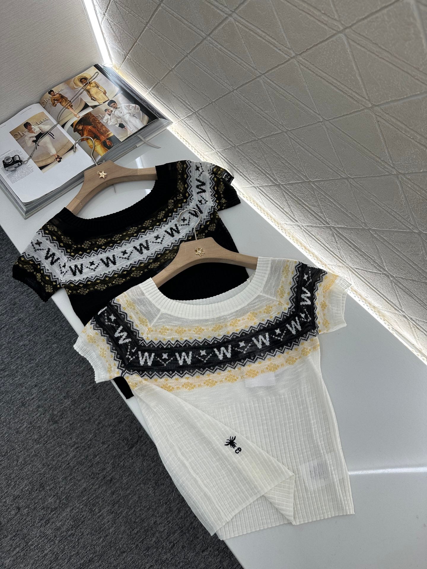 D*♥2025 new product Patterned knitted short sleeves