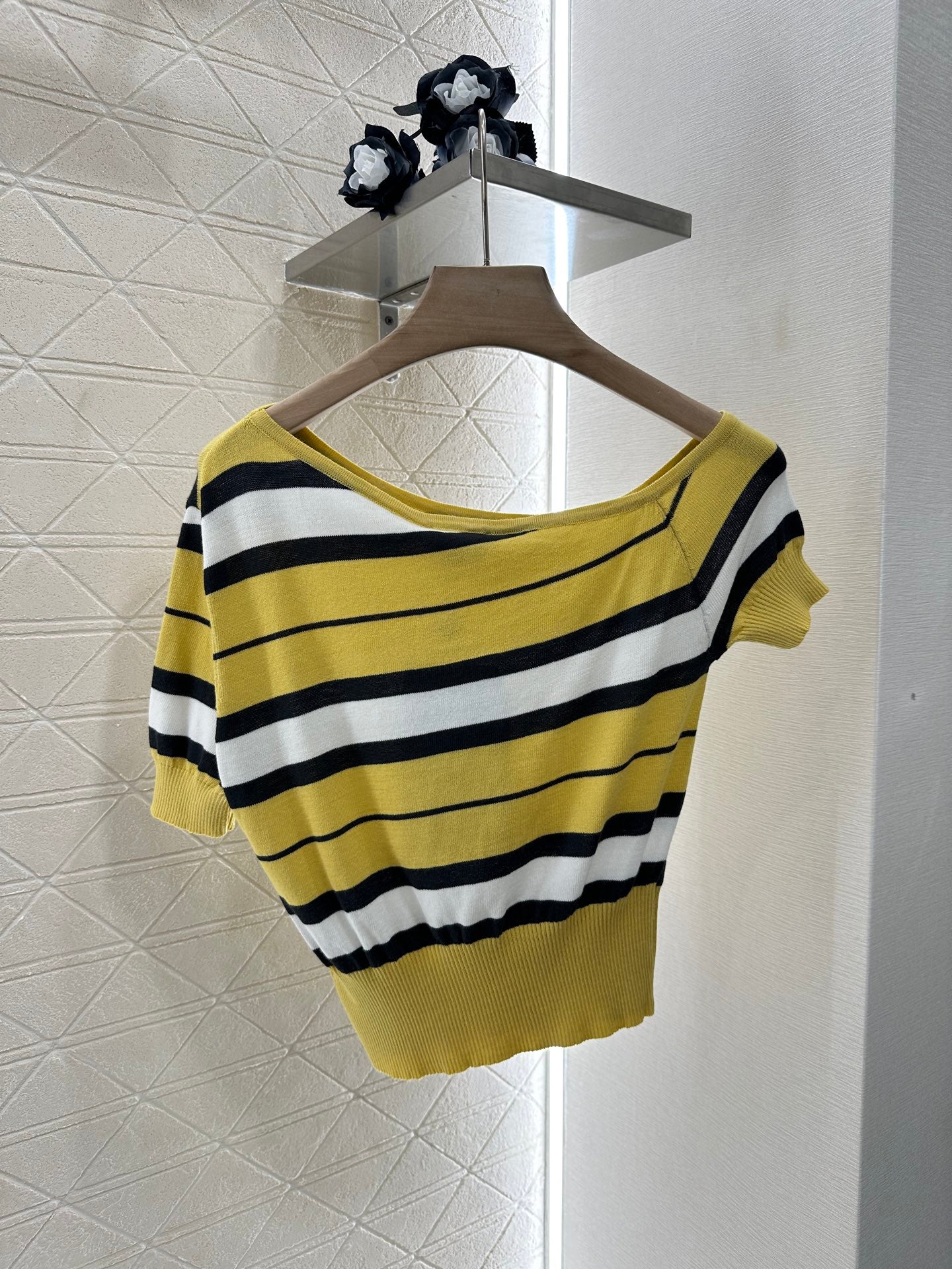 C*♥2025 new product Off-shoulder knitted short sleeves