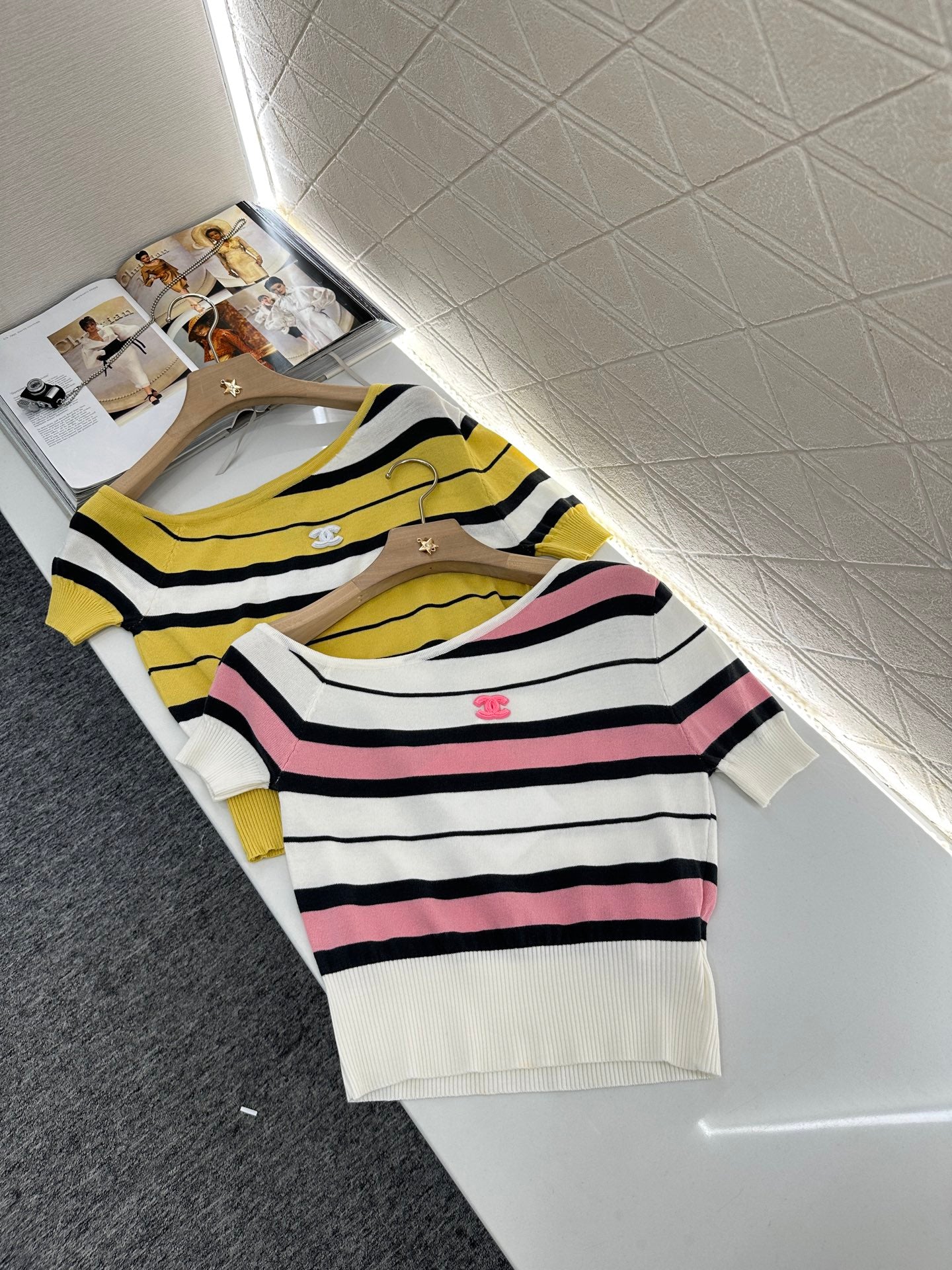C*♥2025 new product Off-shoulder knitted short sleeves