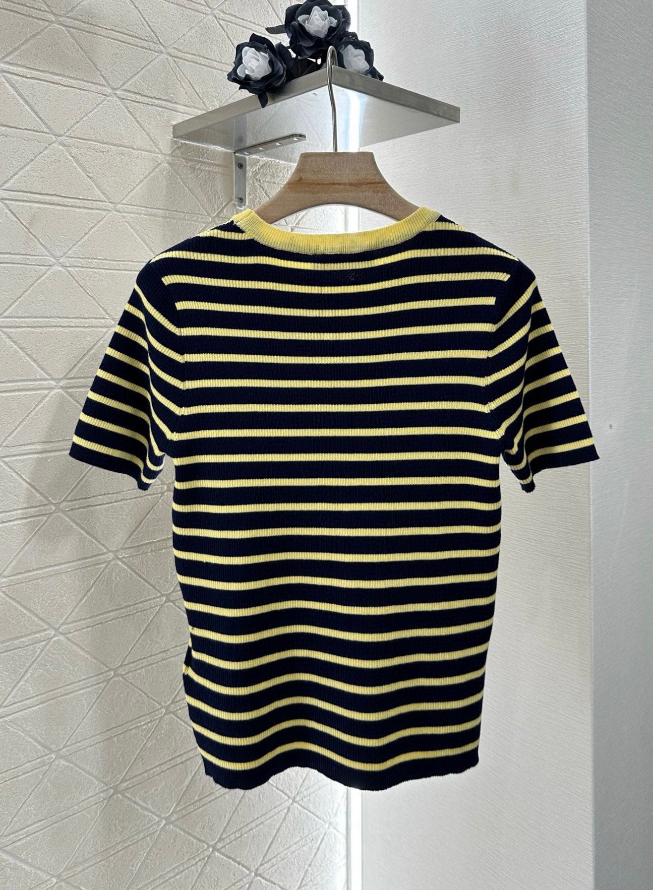 M*♥2025 new product Striped knitted short sleeves