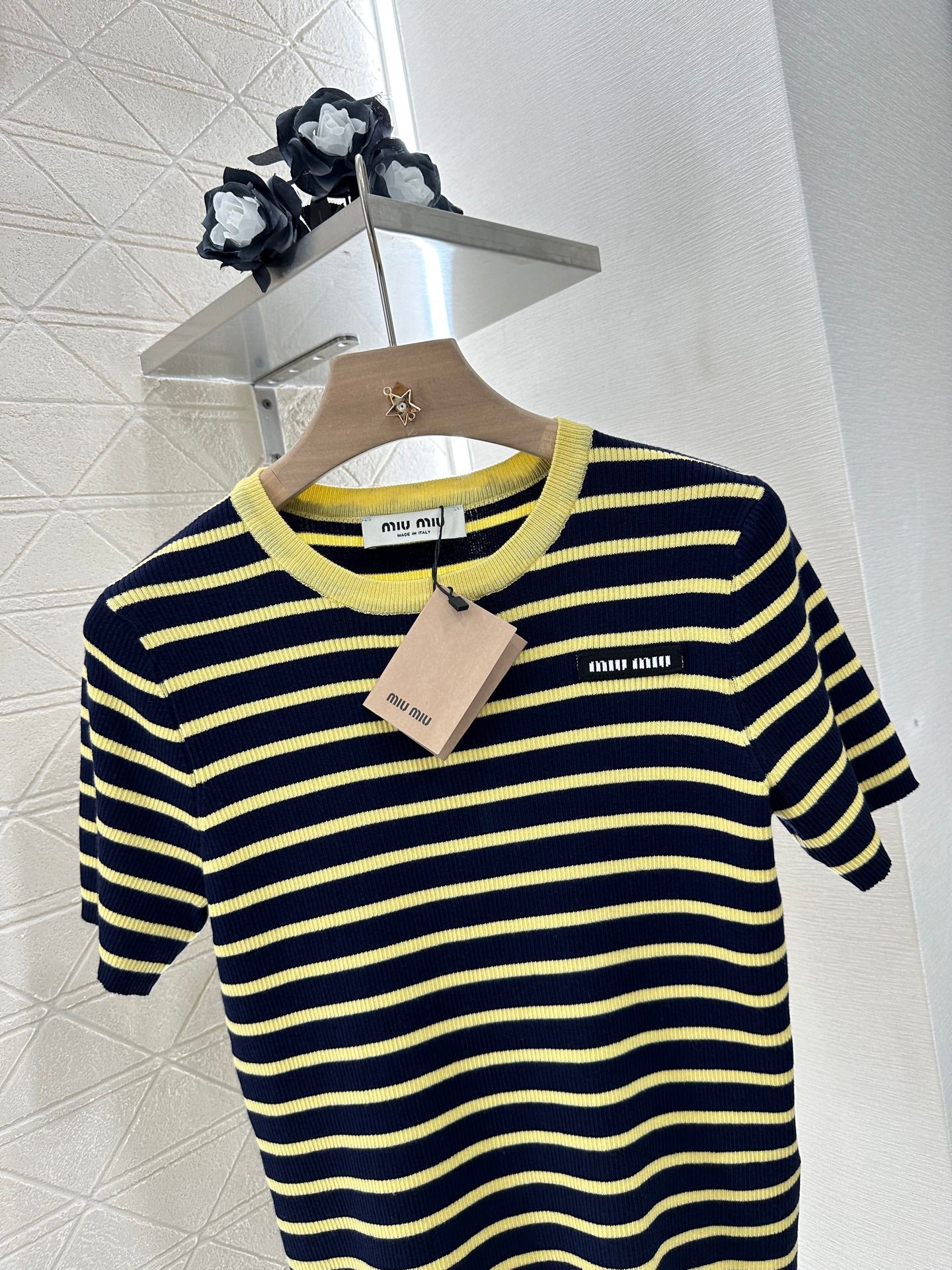 M*♥2025 new product Striped knitted short sleeves