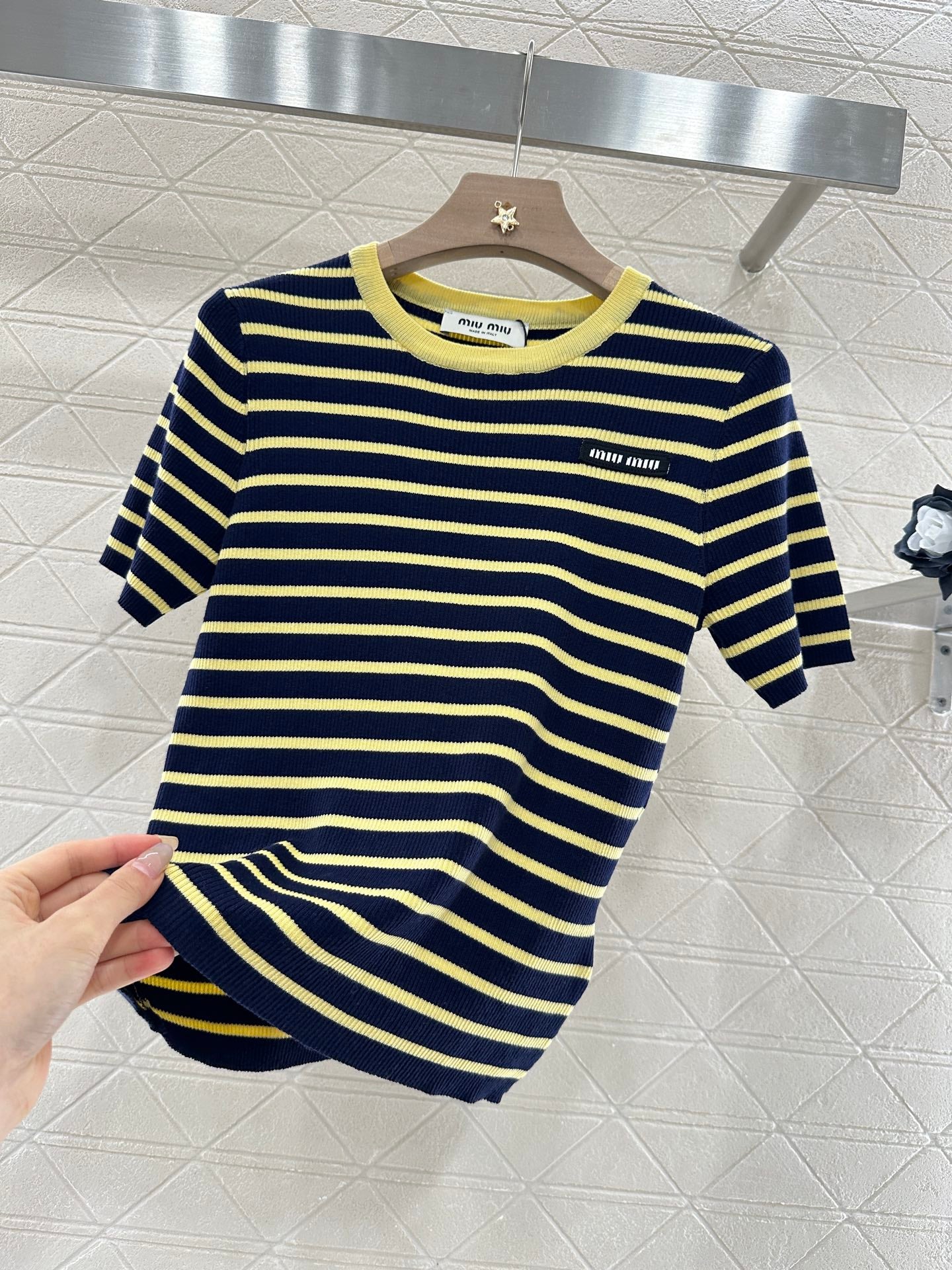 M*♥2025 new product Striped knitted short sleeves