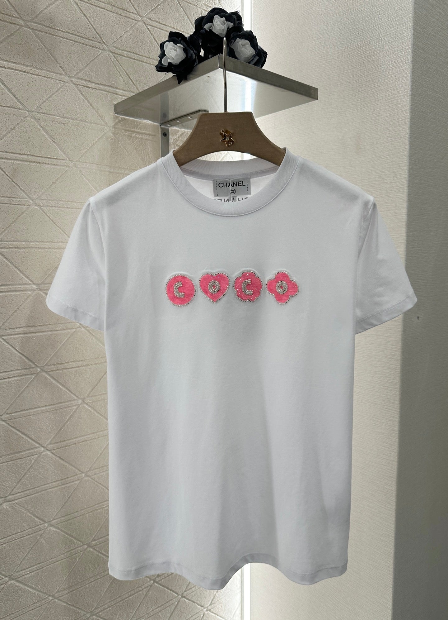 C*♥2025 new product Embroidered beaded short sleeves