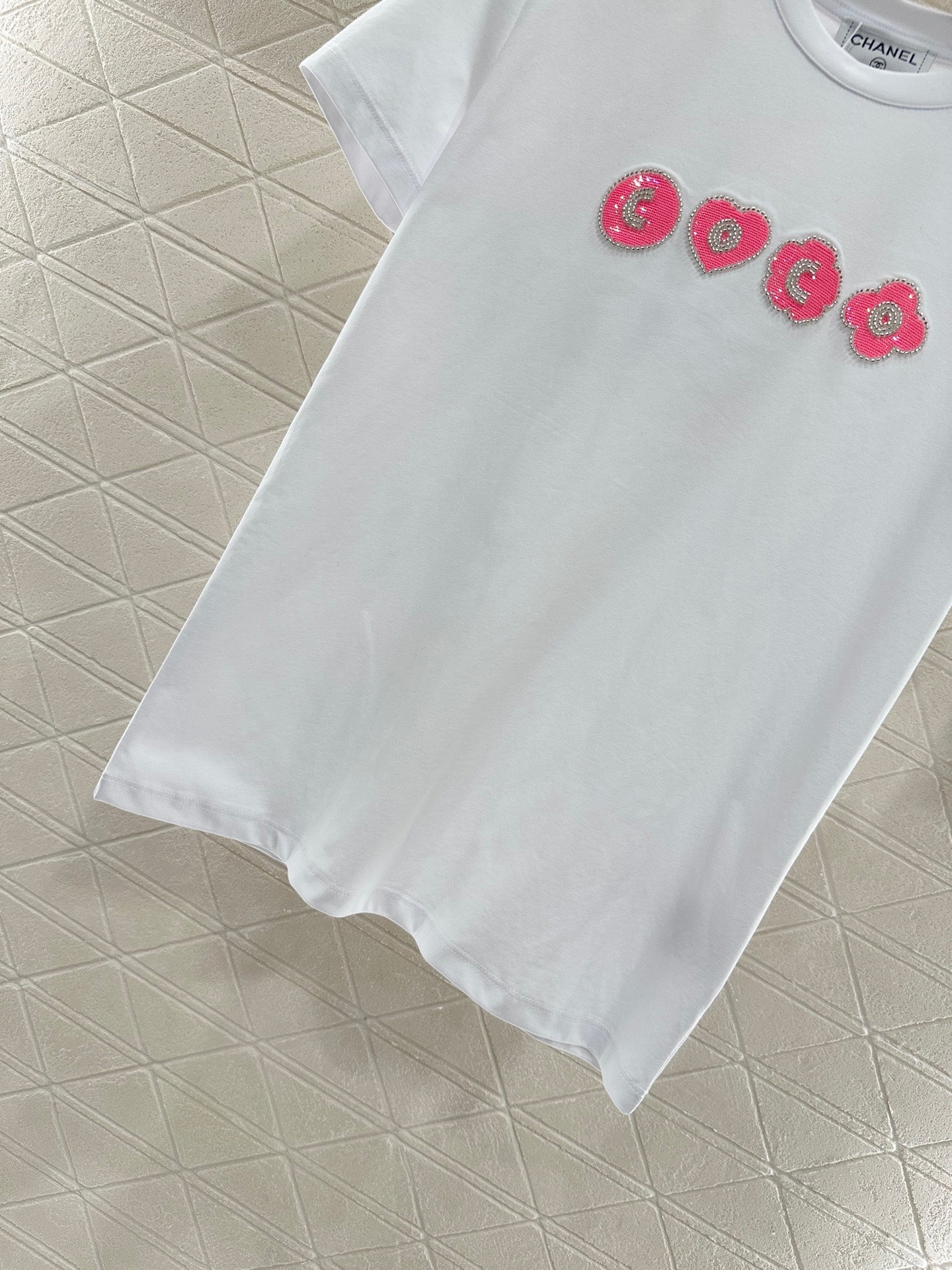 C*♥2025 new product Embroidered beaded short sleeves