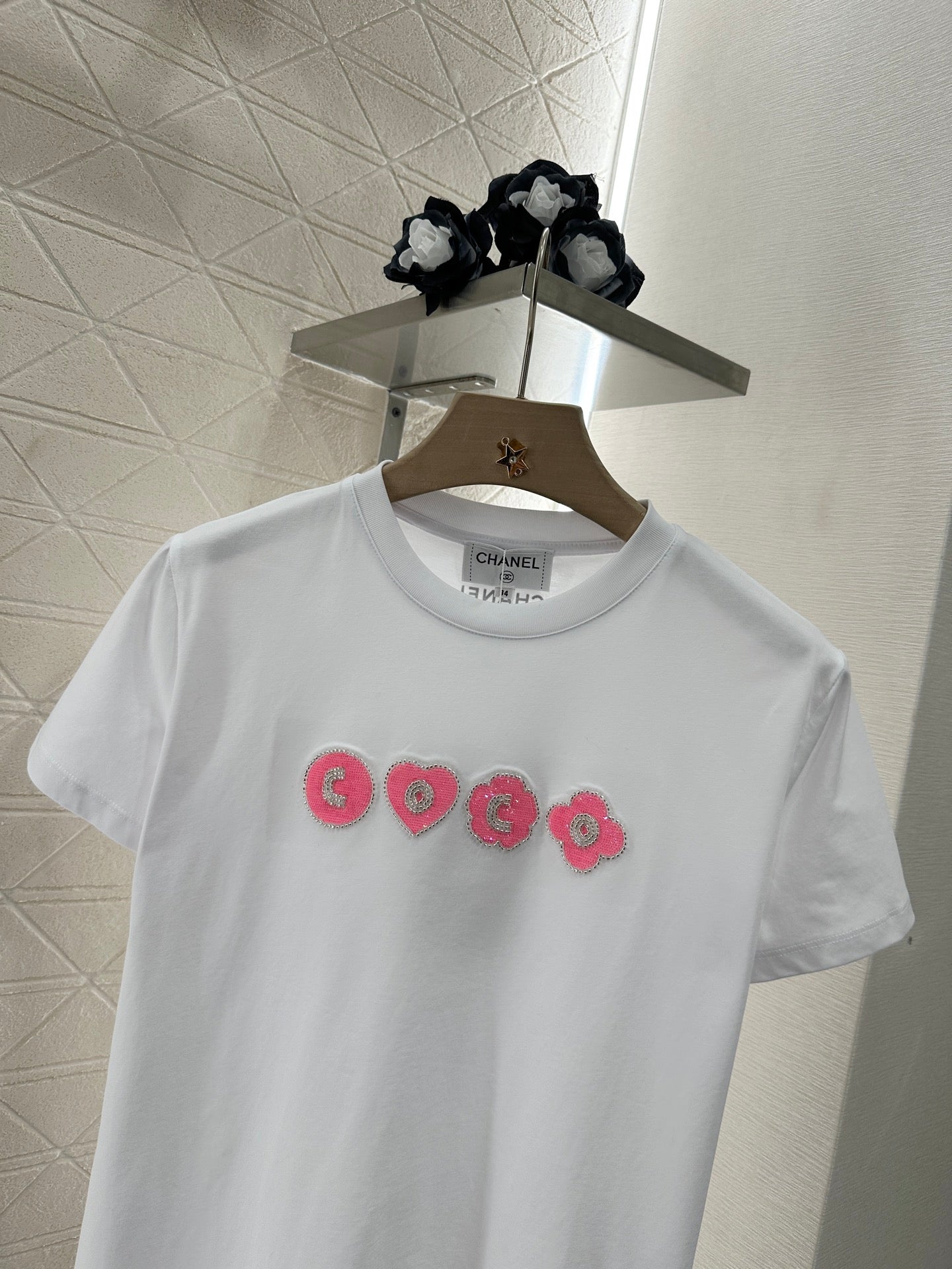 C*♥2025 new product Embroidered beaded short sleeves