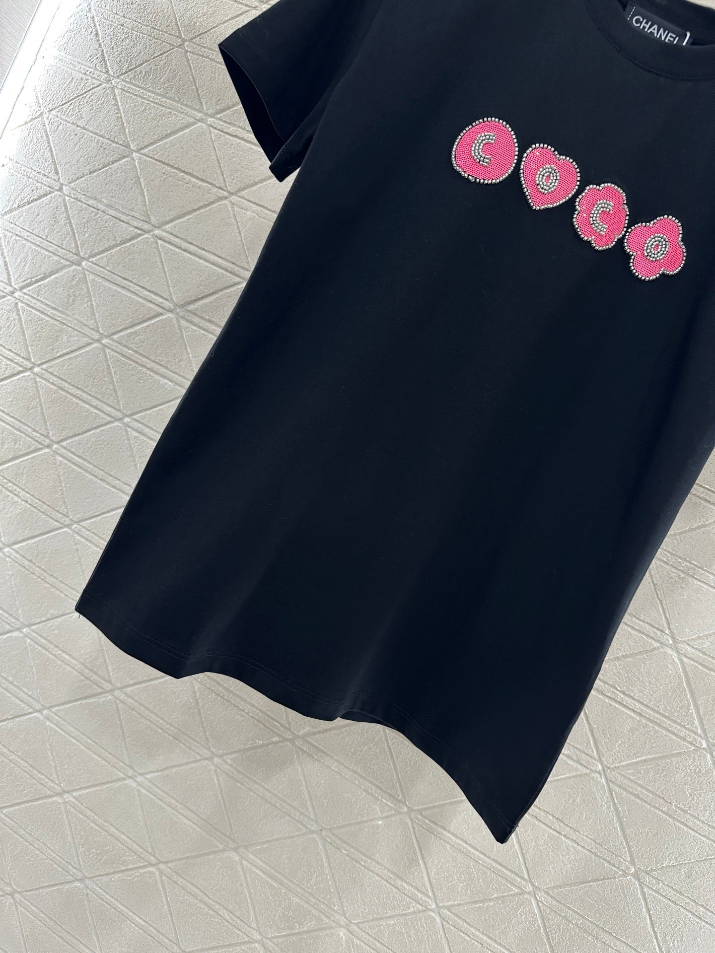 C*♥2025 new product Embroidered beaded short sleeves