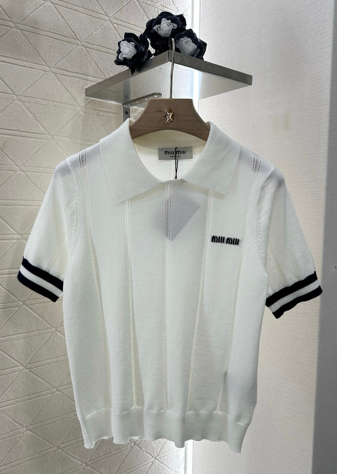 Mi*mi*♥2025 new product Knitted lapel short sleeves