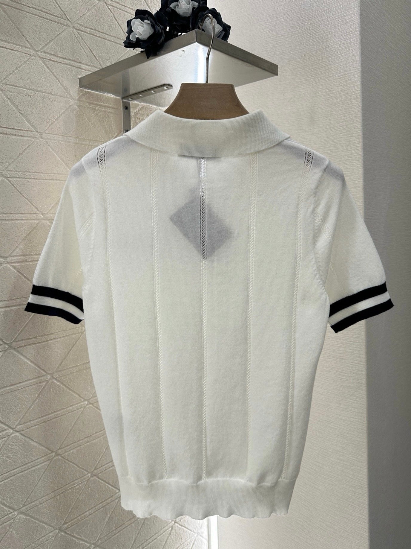 Mi*mi*♥2025 new product Knitted lapel short sleeves