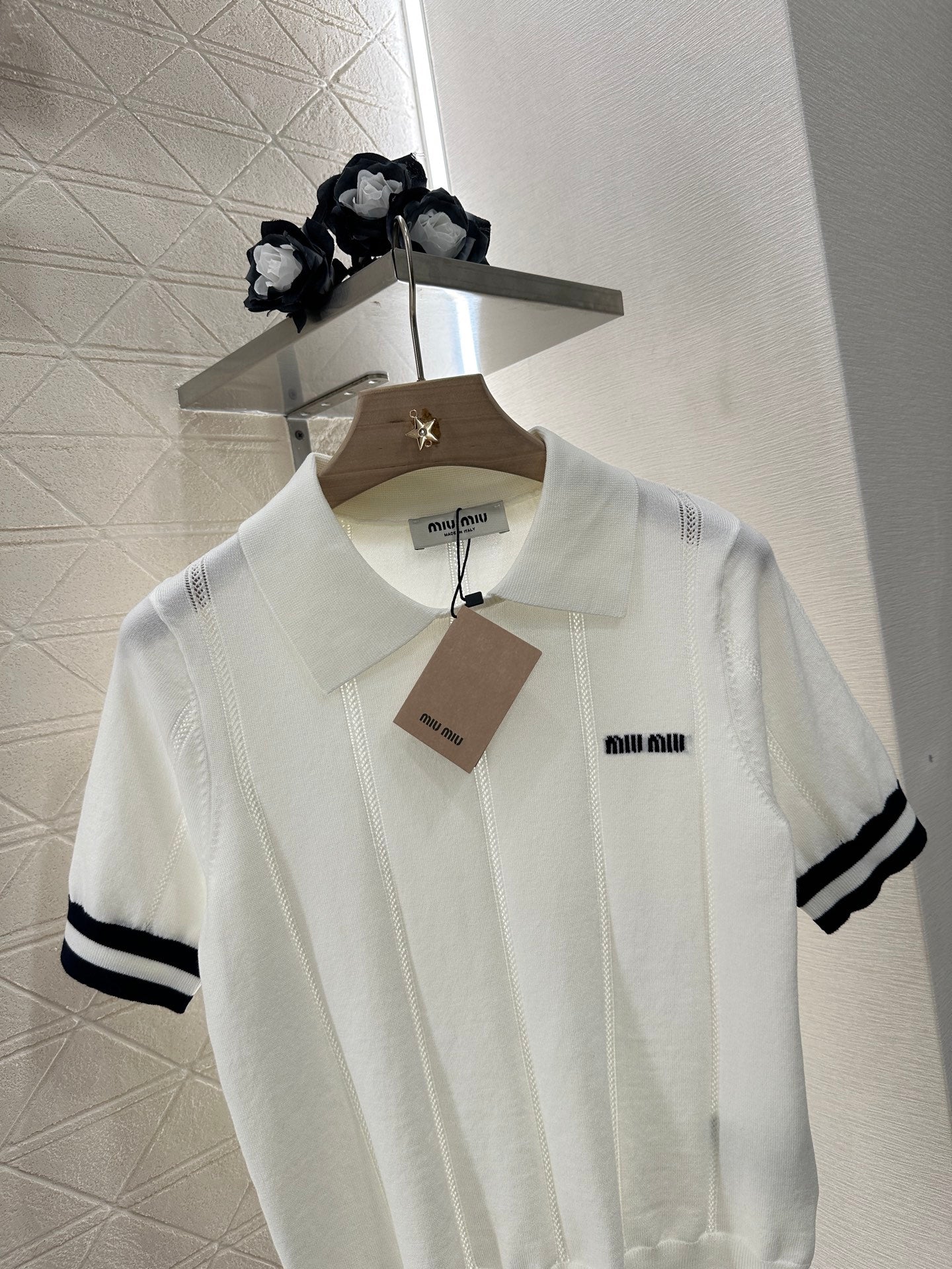 Mi*mi*♥2025 new product Knitted lapel short sleeves