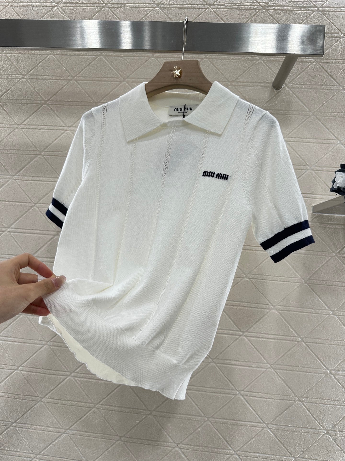 Mi*mi*♥2025 new product Knitted lapel short sleeves