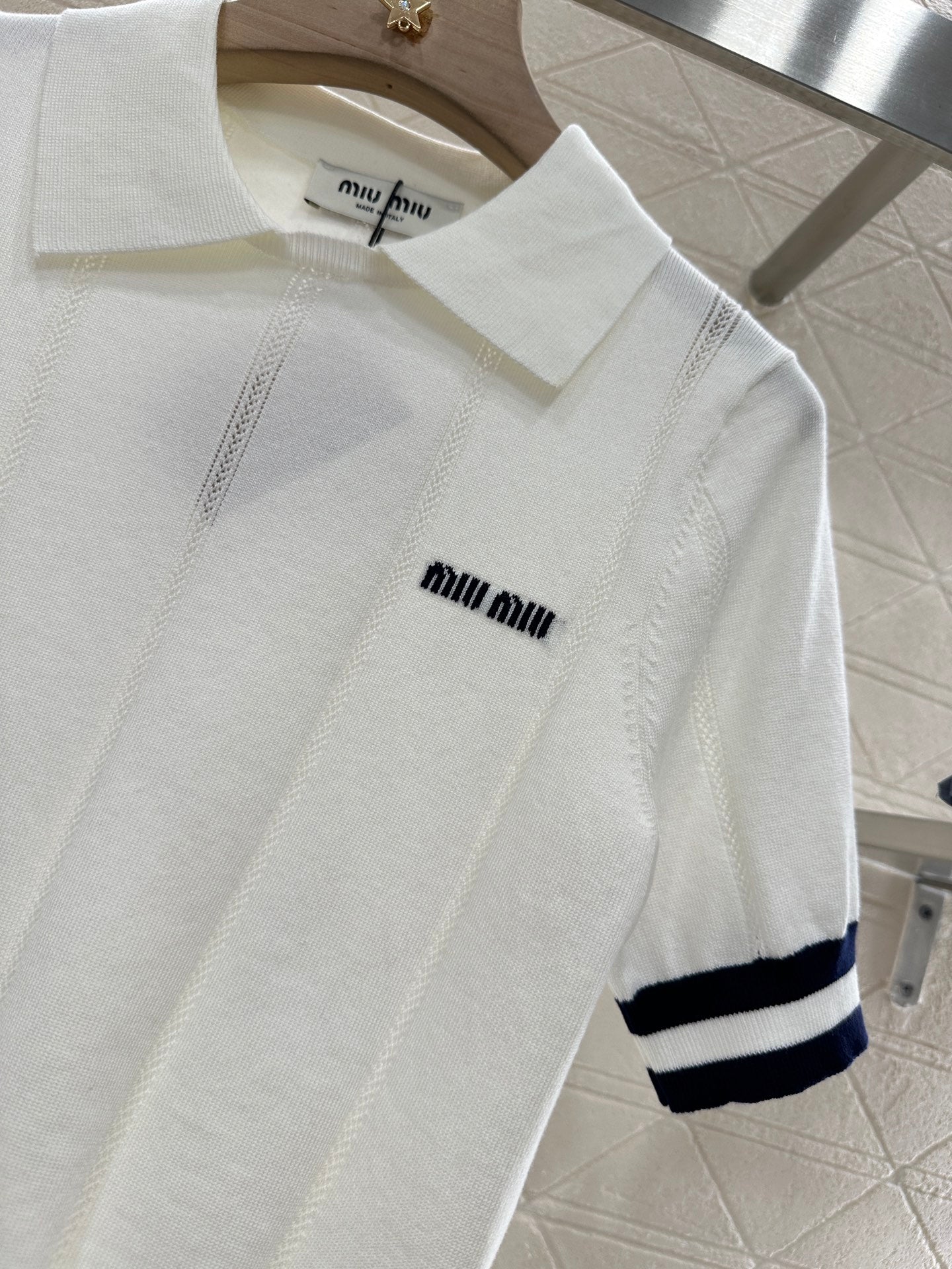 Mi*mi*♥2025 new product Knitted lapel short sleeves