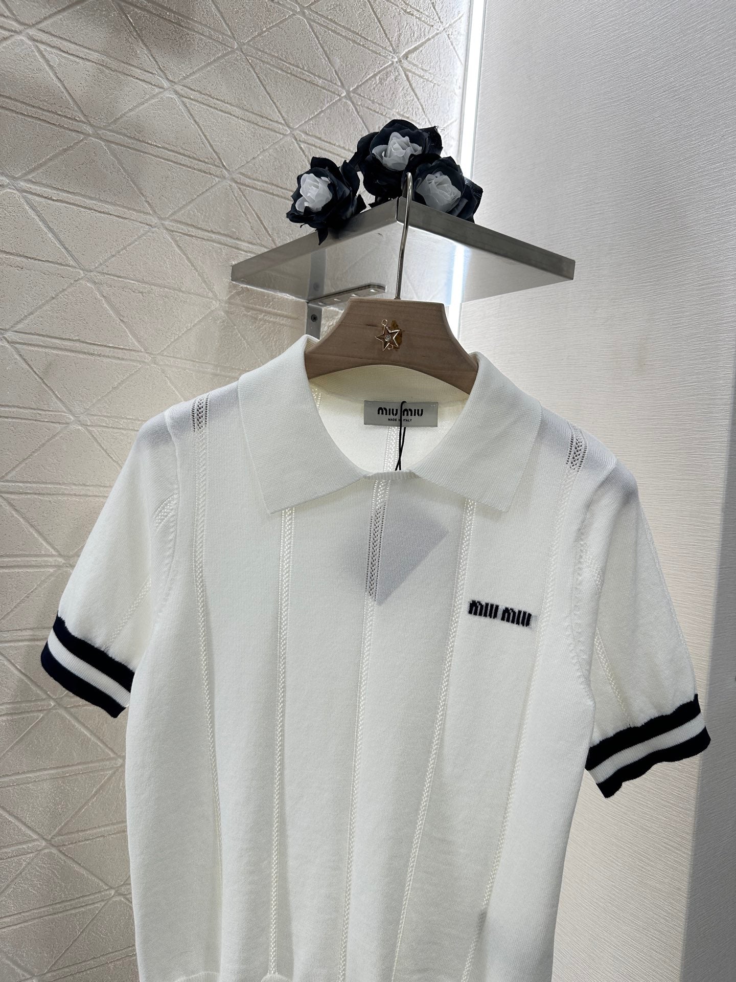 Mi*mi*♥2025 new product Knitted lapel short sleeves