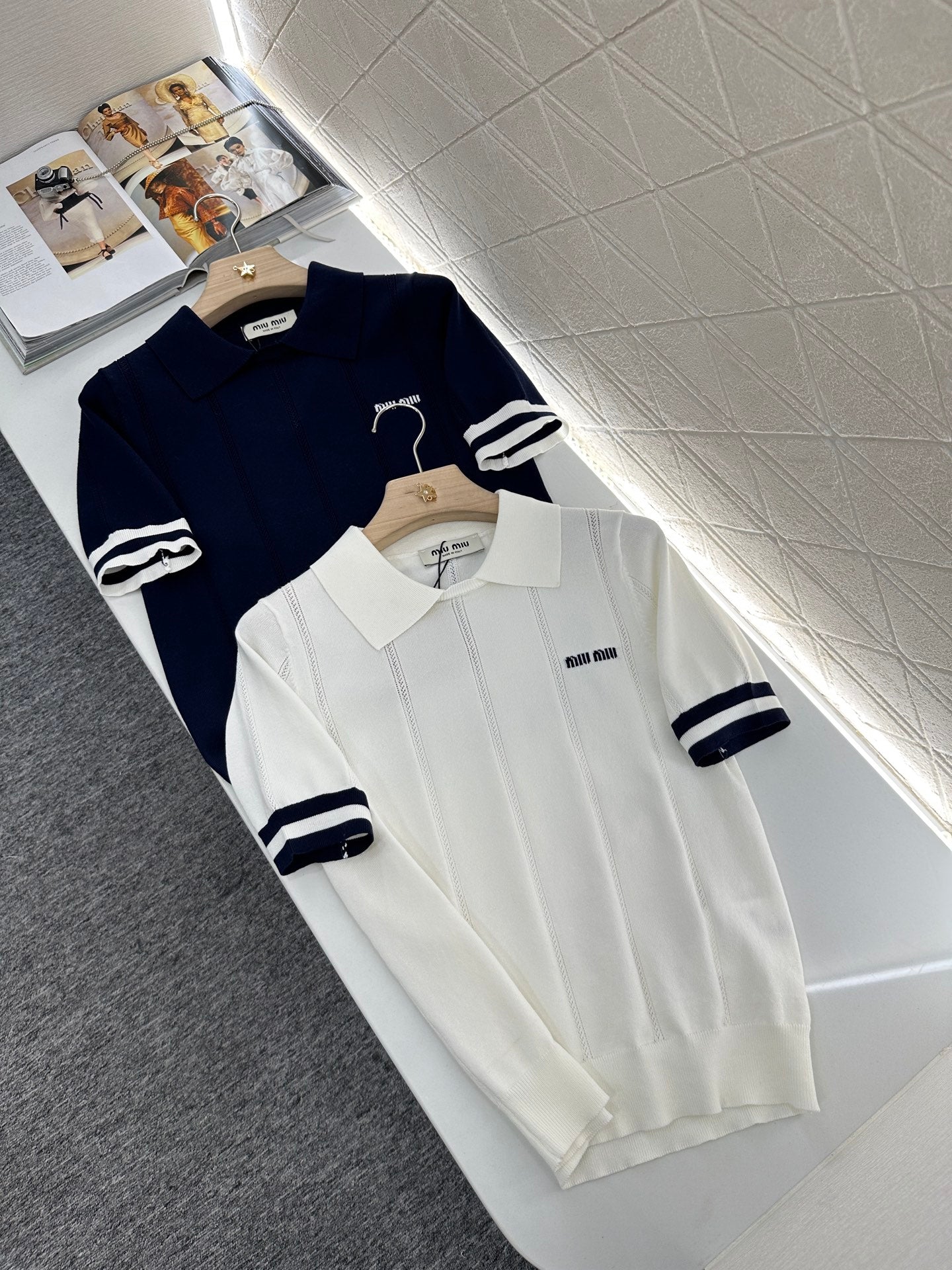 Mi*mi*♥2025 new product Knitted lapel short sleeves