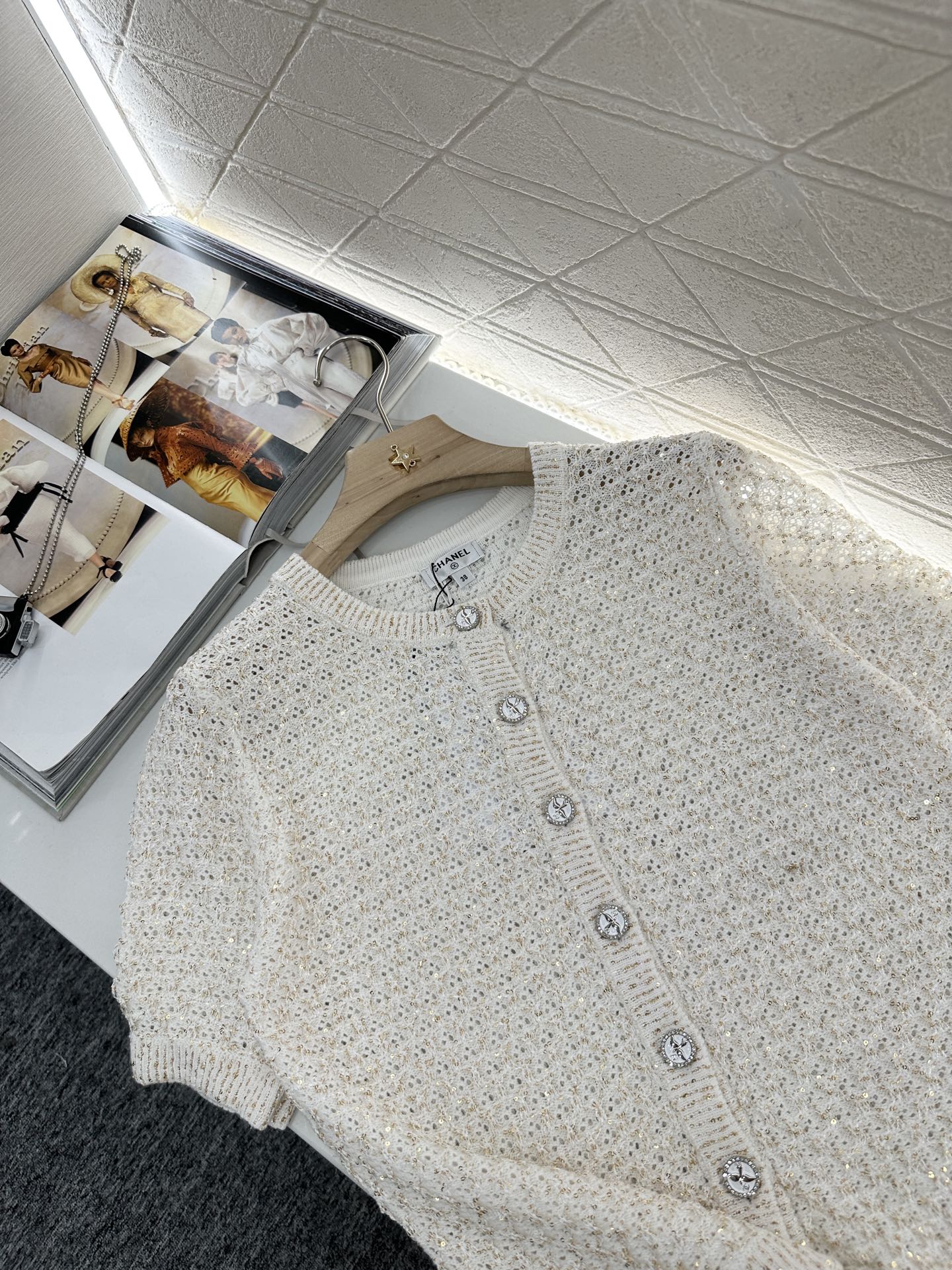 C*♥2025 new product Sequined knitted cardigan