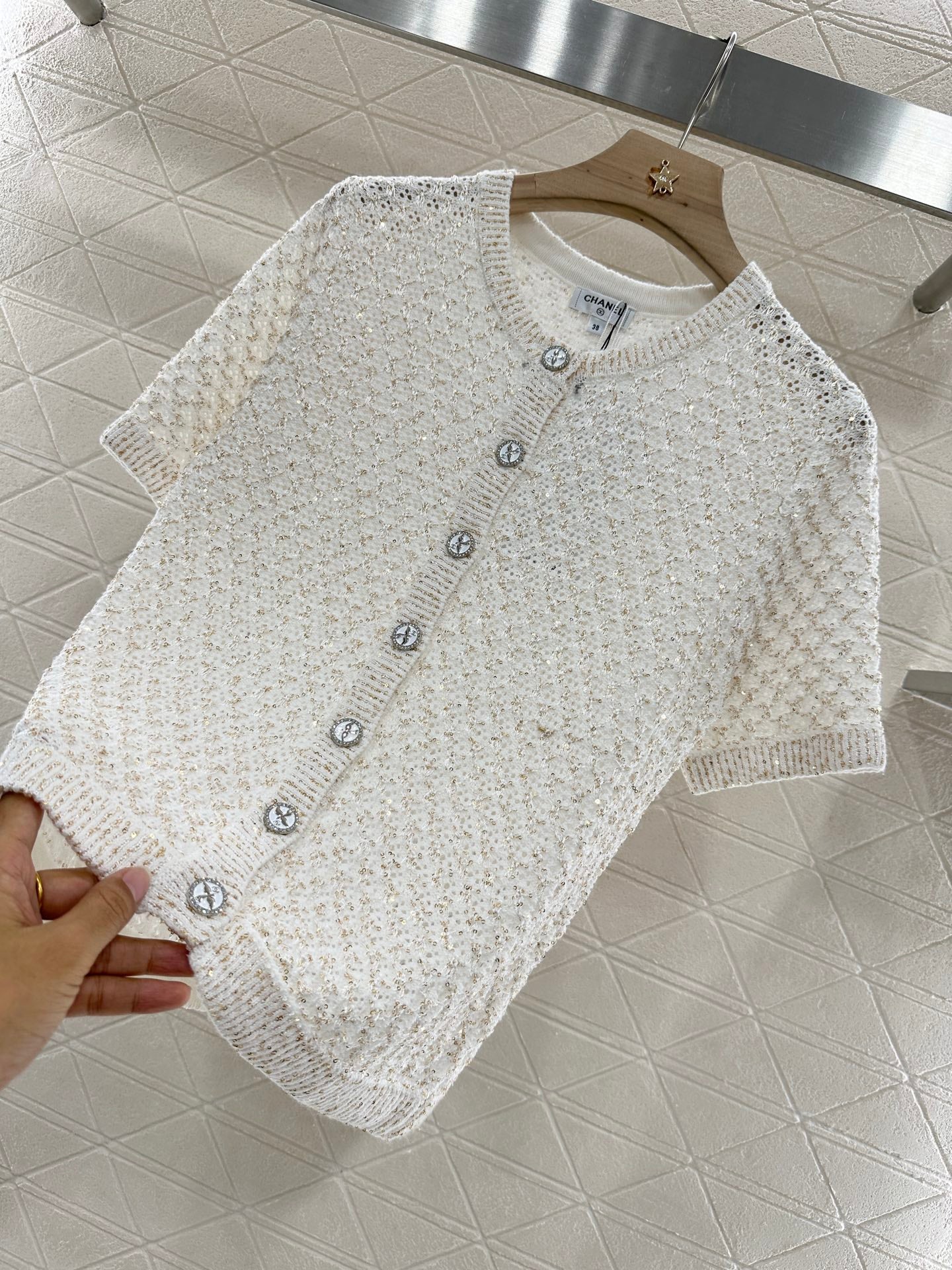 C*♥2025 new product Sequined knitted cardigan