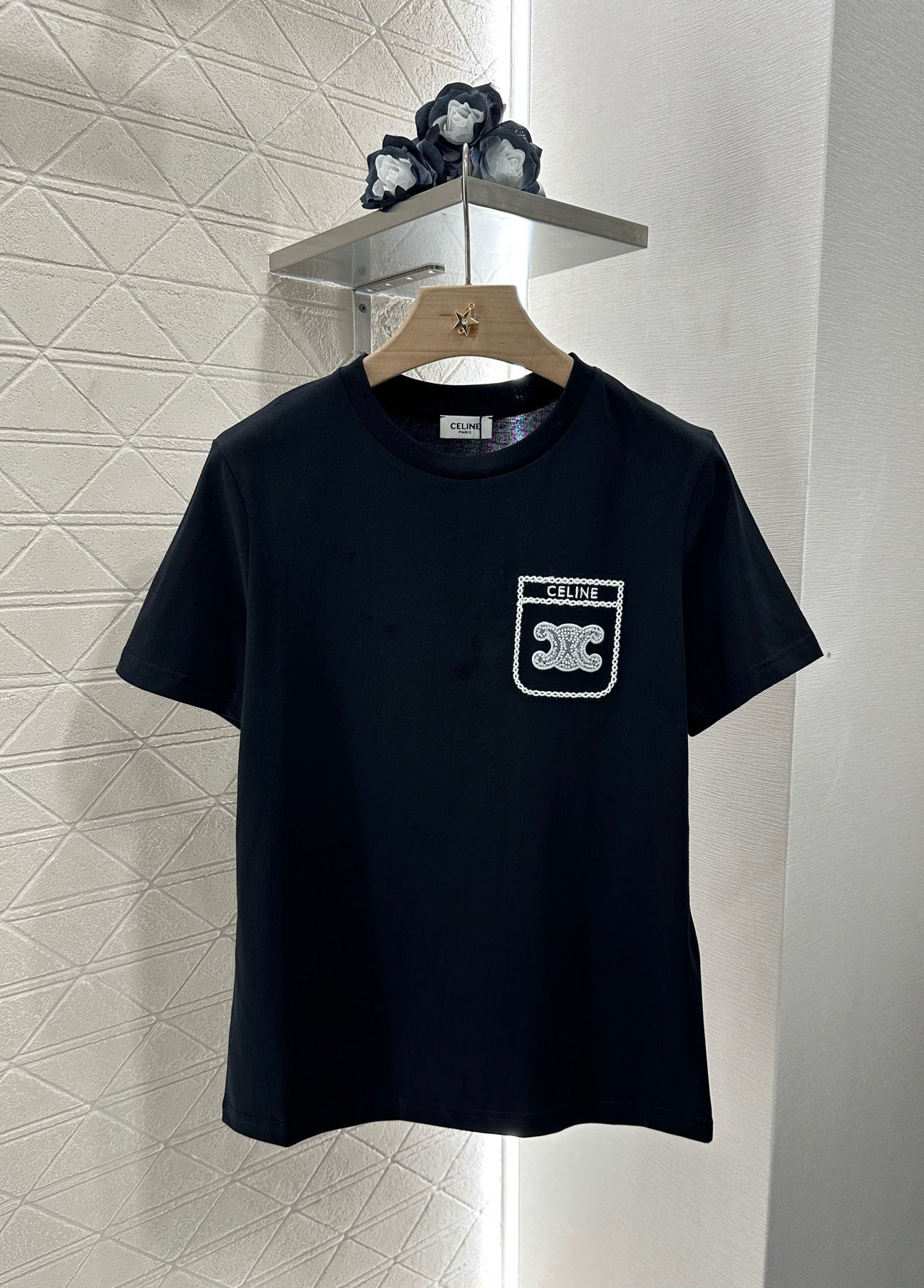 C*♥New product Embroidered short sleeves
