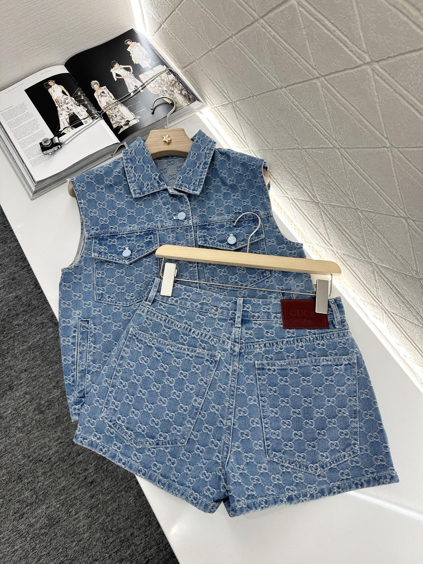 G*♥New Arrival Denim vest and shorts set