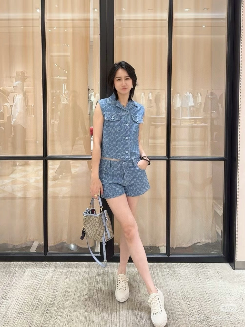 G*♥New Arrival Denim vest and shorts set