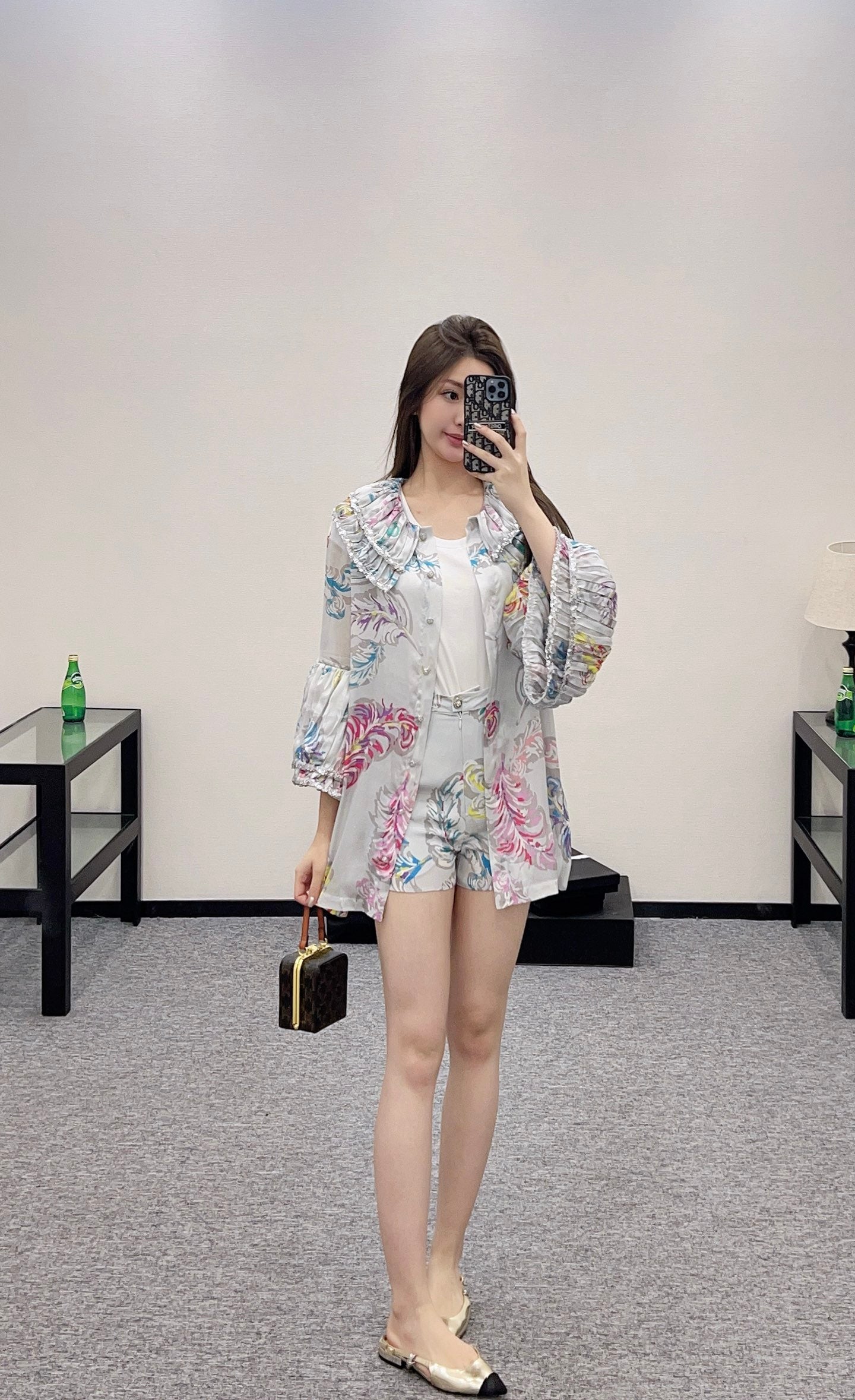 C*♥2025 new product Silk sequin shirt dress