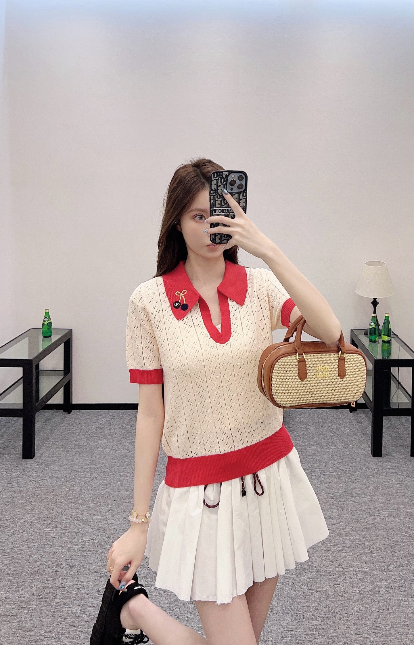 V*♥New Arrival Cherry knitted short sleeves