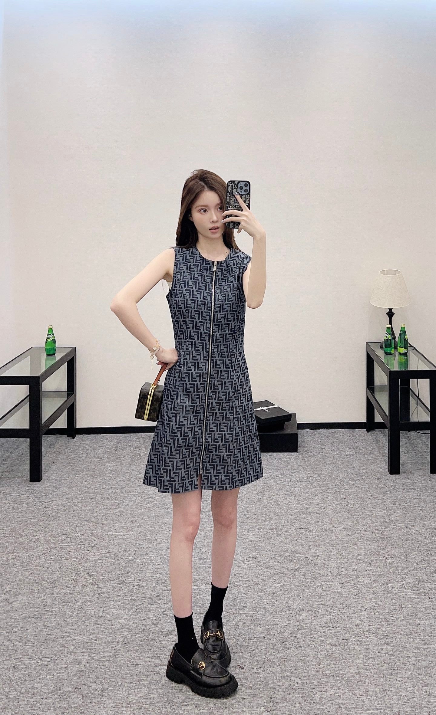 F*♥2025 new product Zipper vest dress