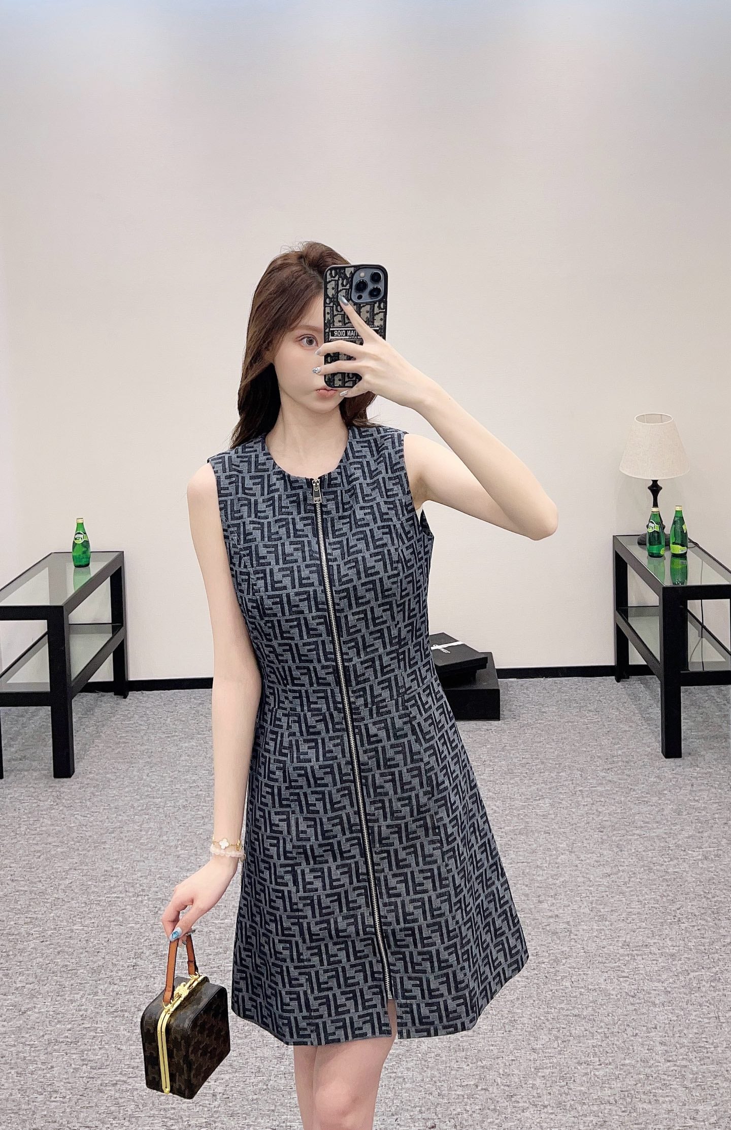 F*♥2025 new product Zipper vest dress