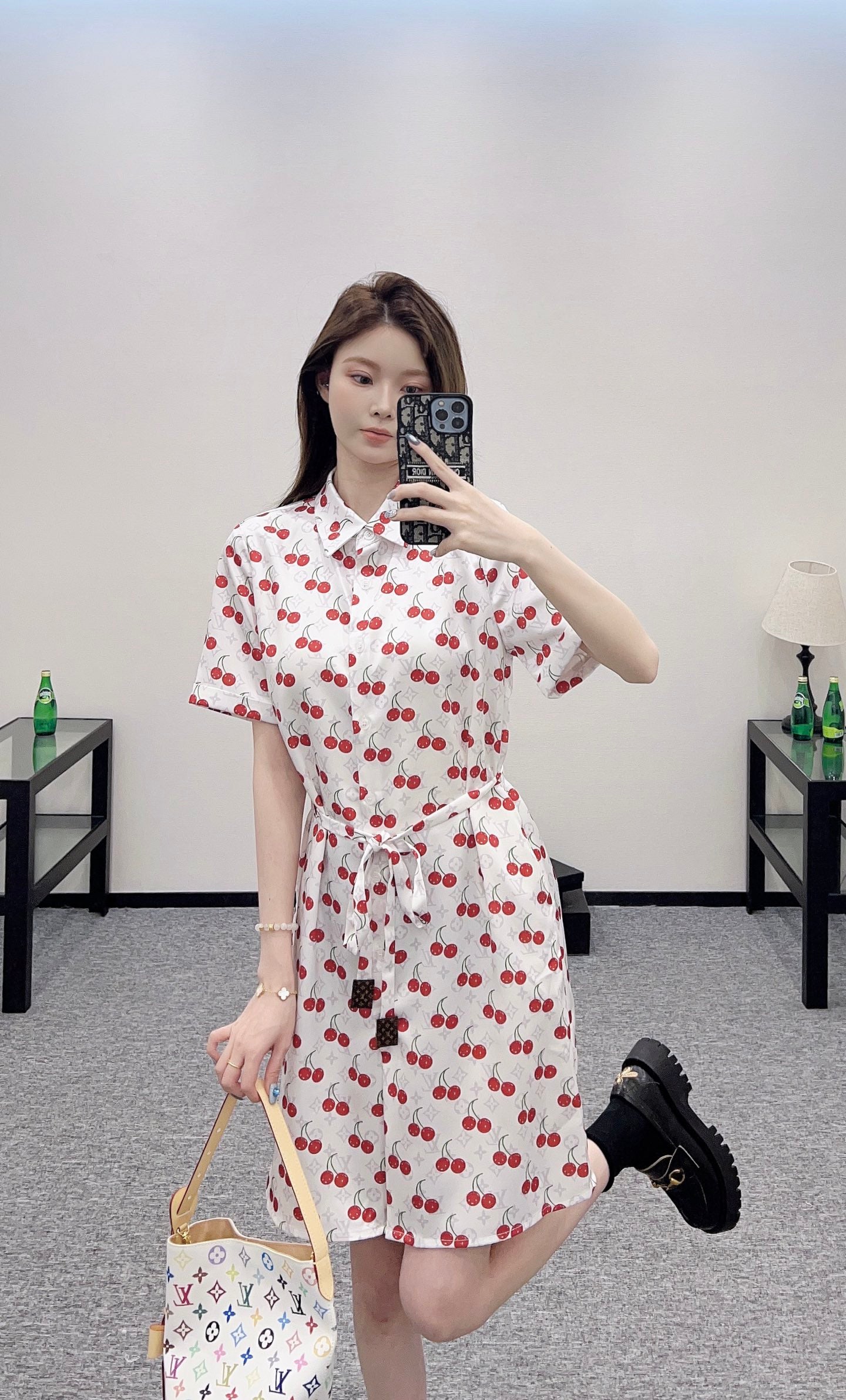 Louis *♥2025 new products Cherry belt dress
