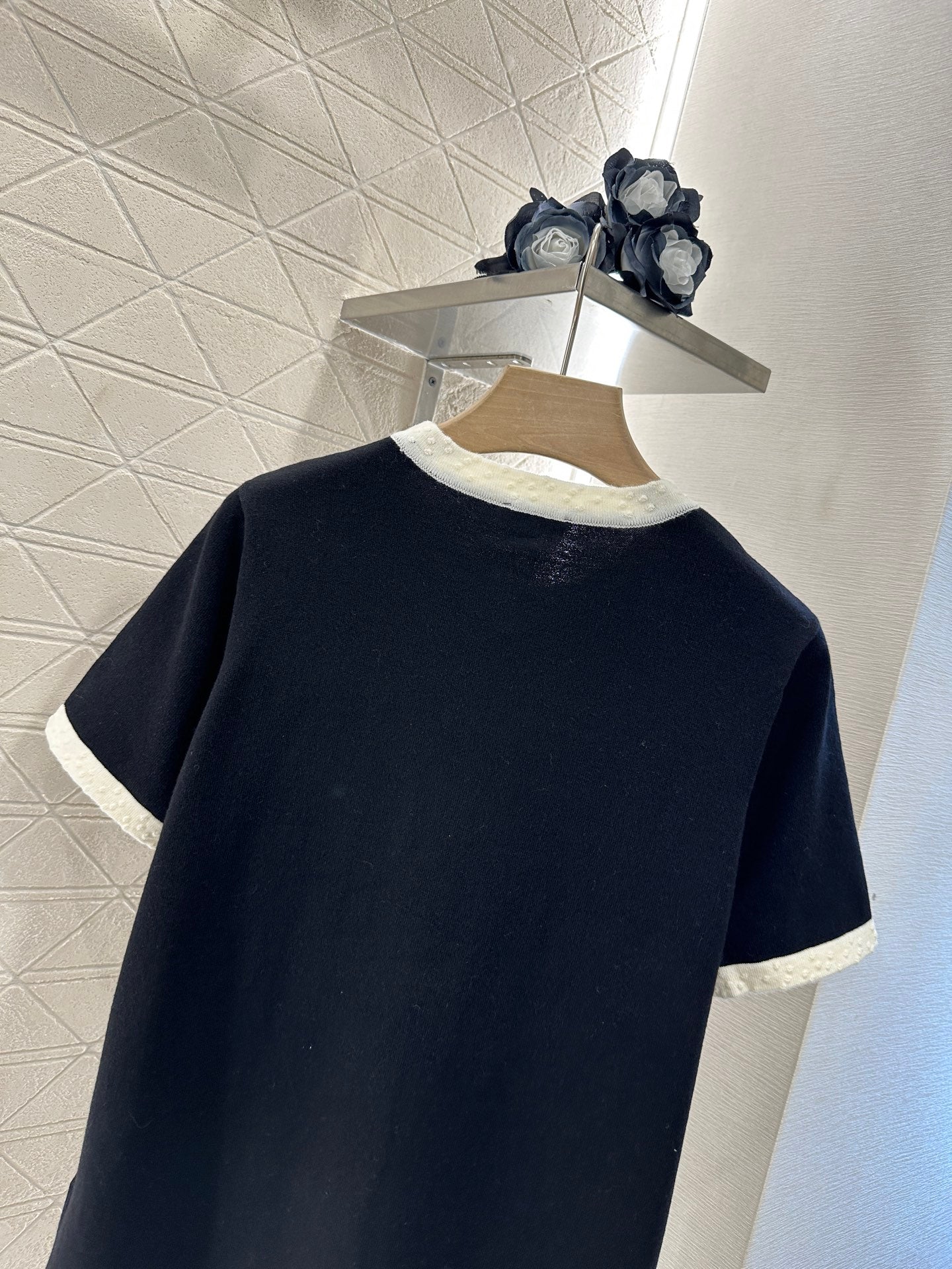 C*♥2025 new product Black and white knitted short sleeves
