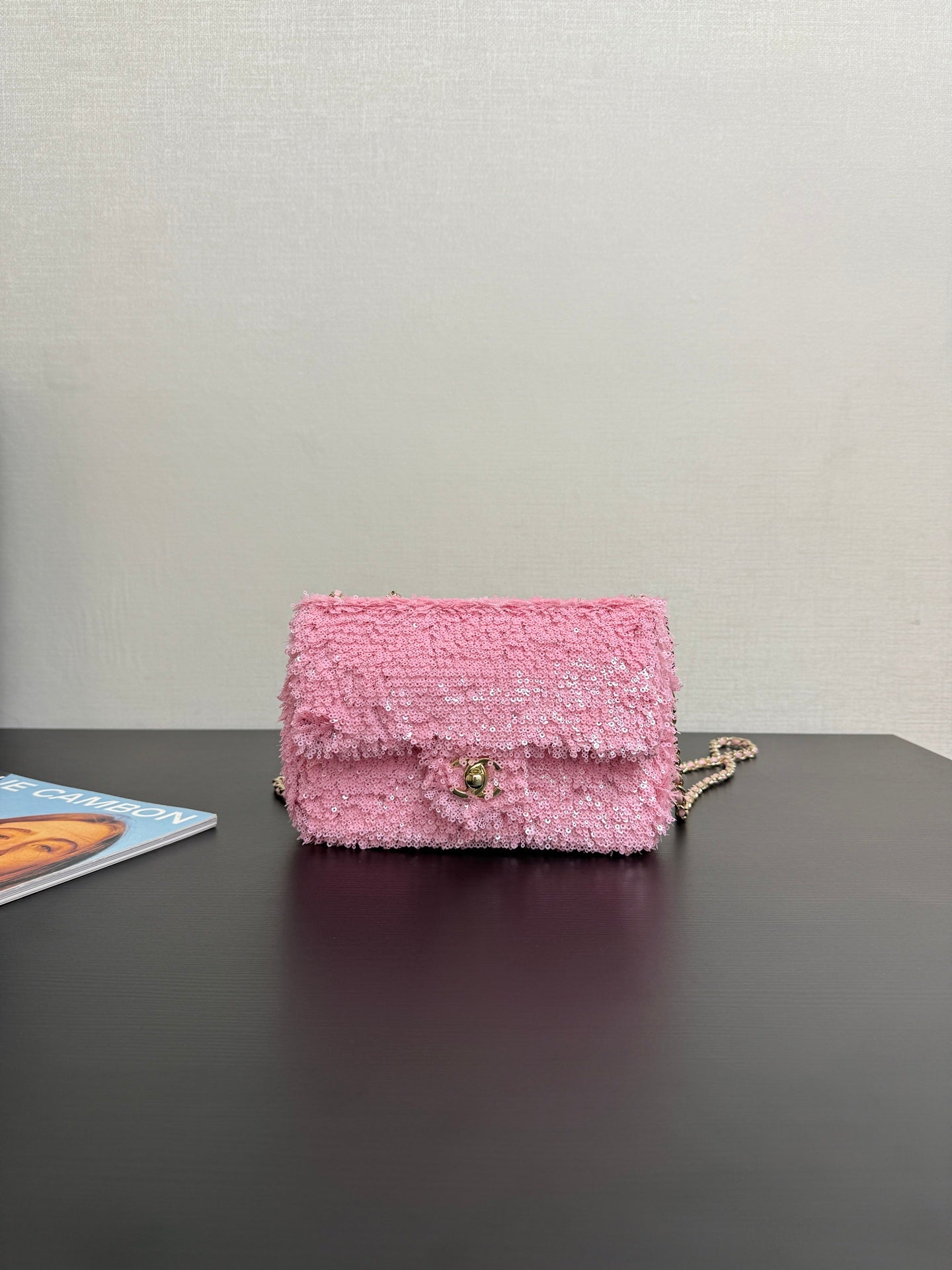 C* New Arrival Sequined CF Pink Flap Bag