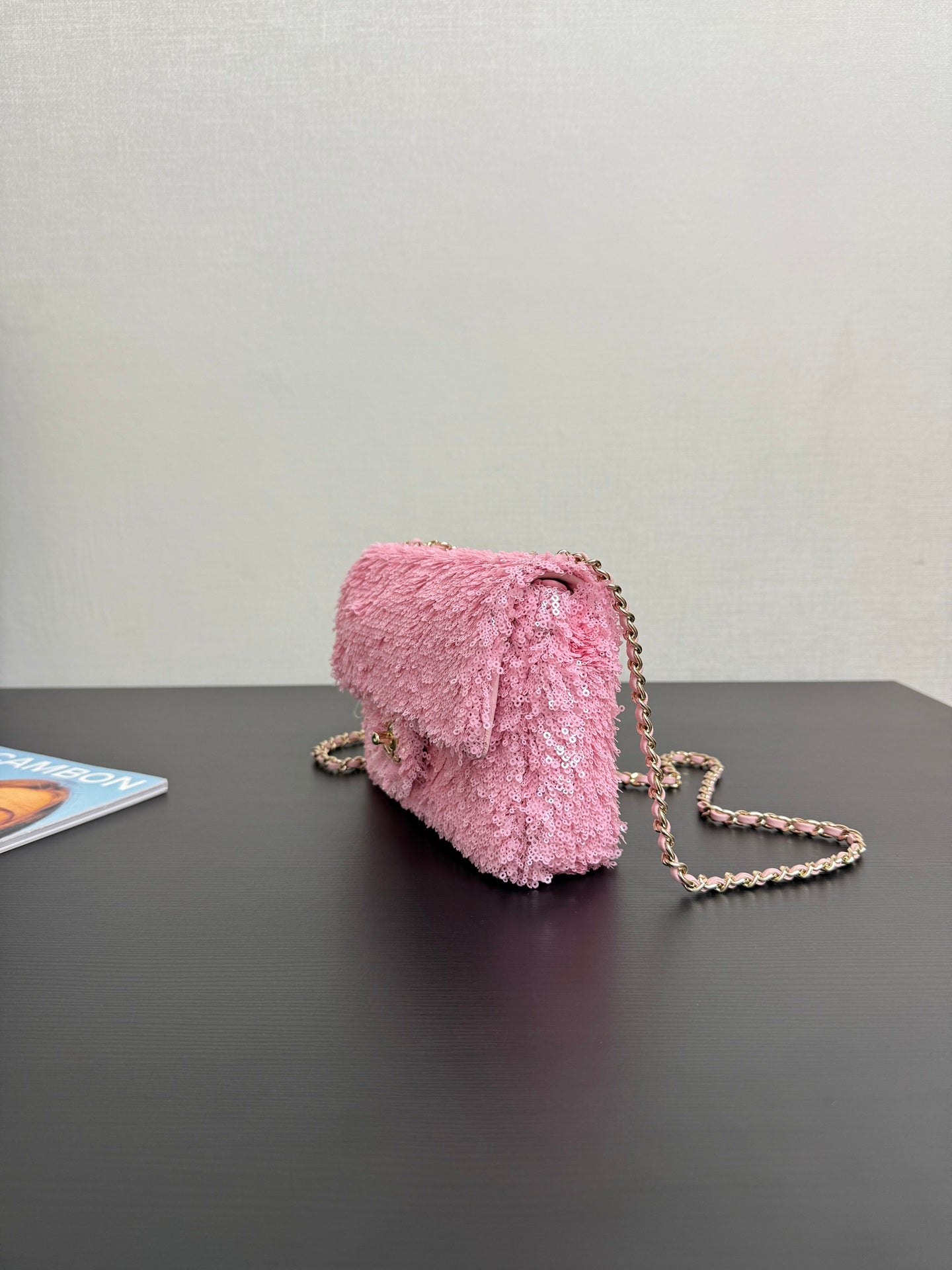 C* New Arrival Sequined CF Pink Flap Bag
