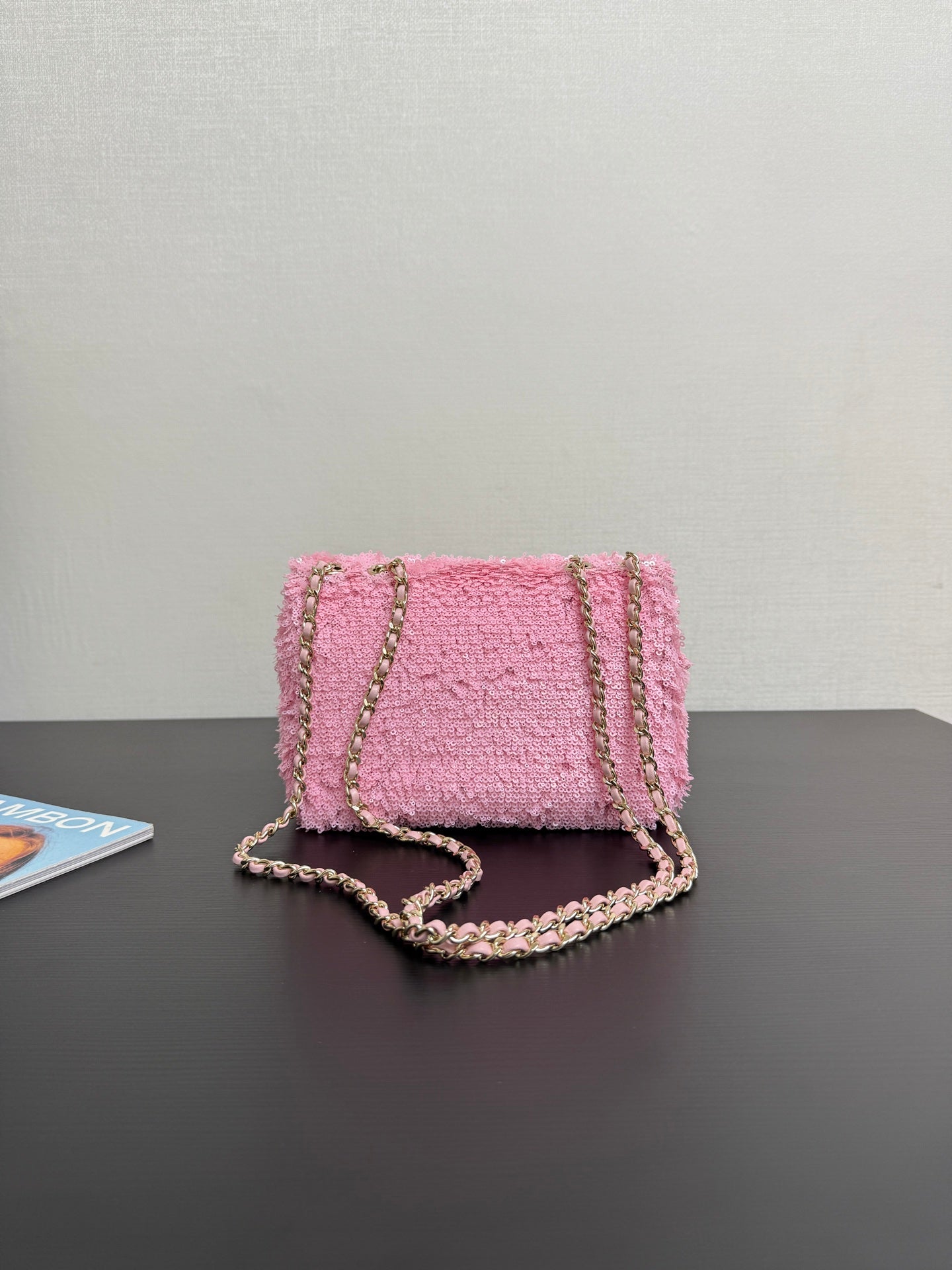 C* New Arrival Sequined CF Pink Flap Bag