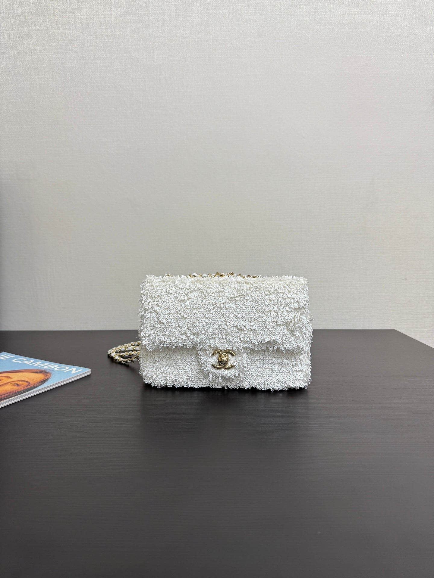 C* New Arrival Sequined CF White Flap Bag