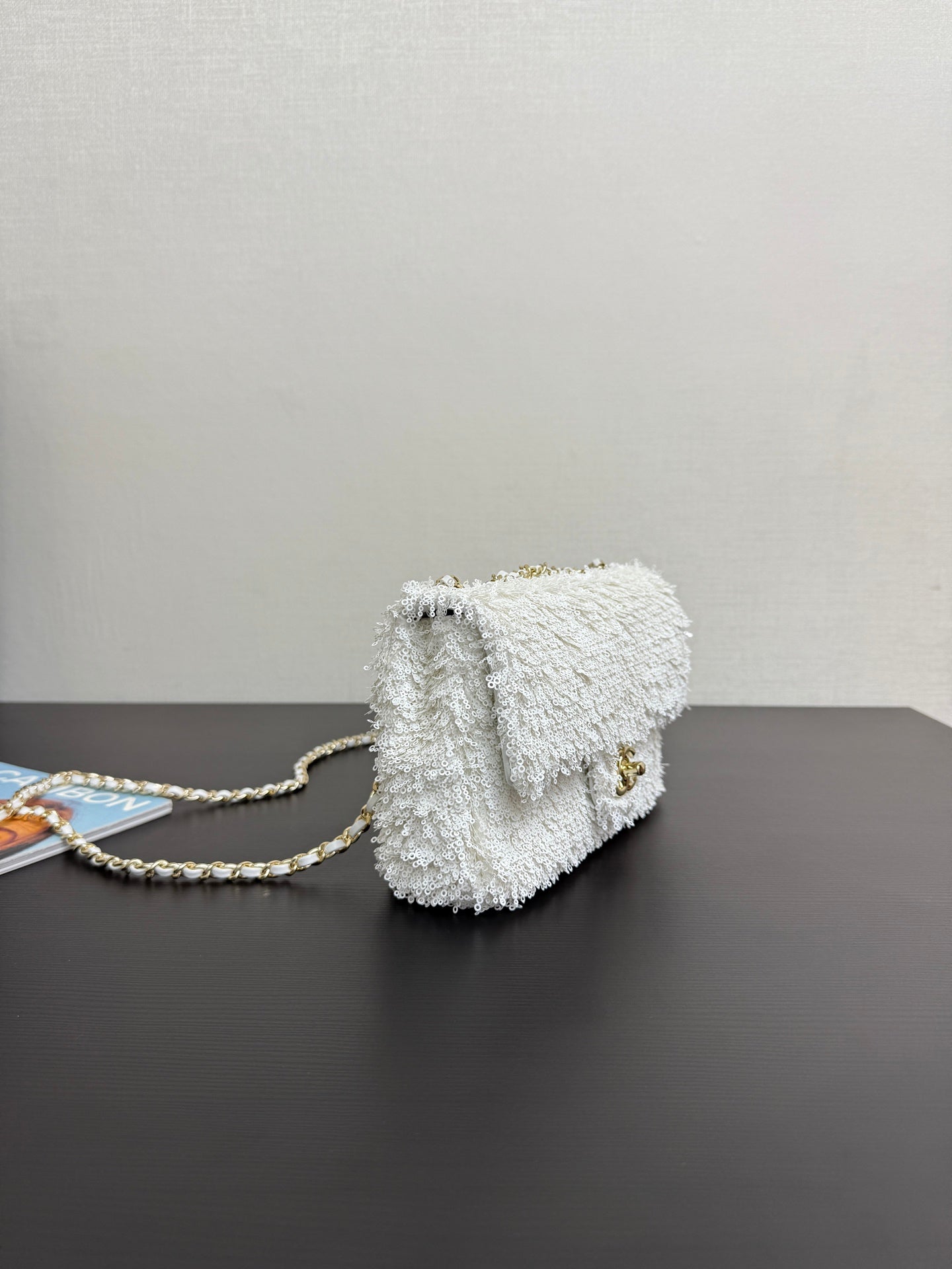 C* New Arrival Sequined CF White Flap Bag