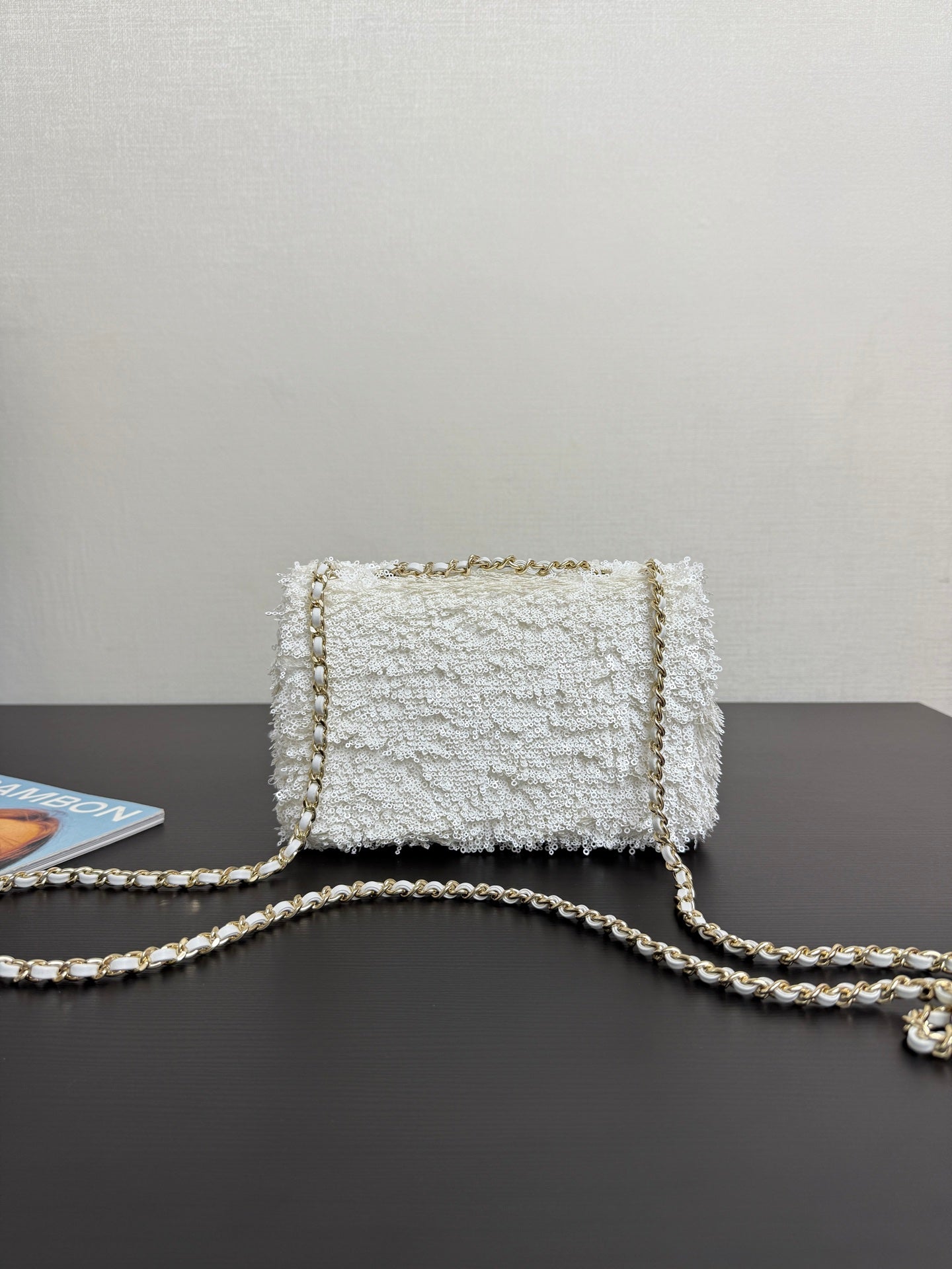 C* New Arrival Sequined CF White Flap Bag
