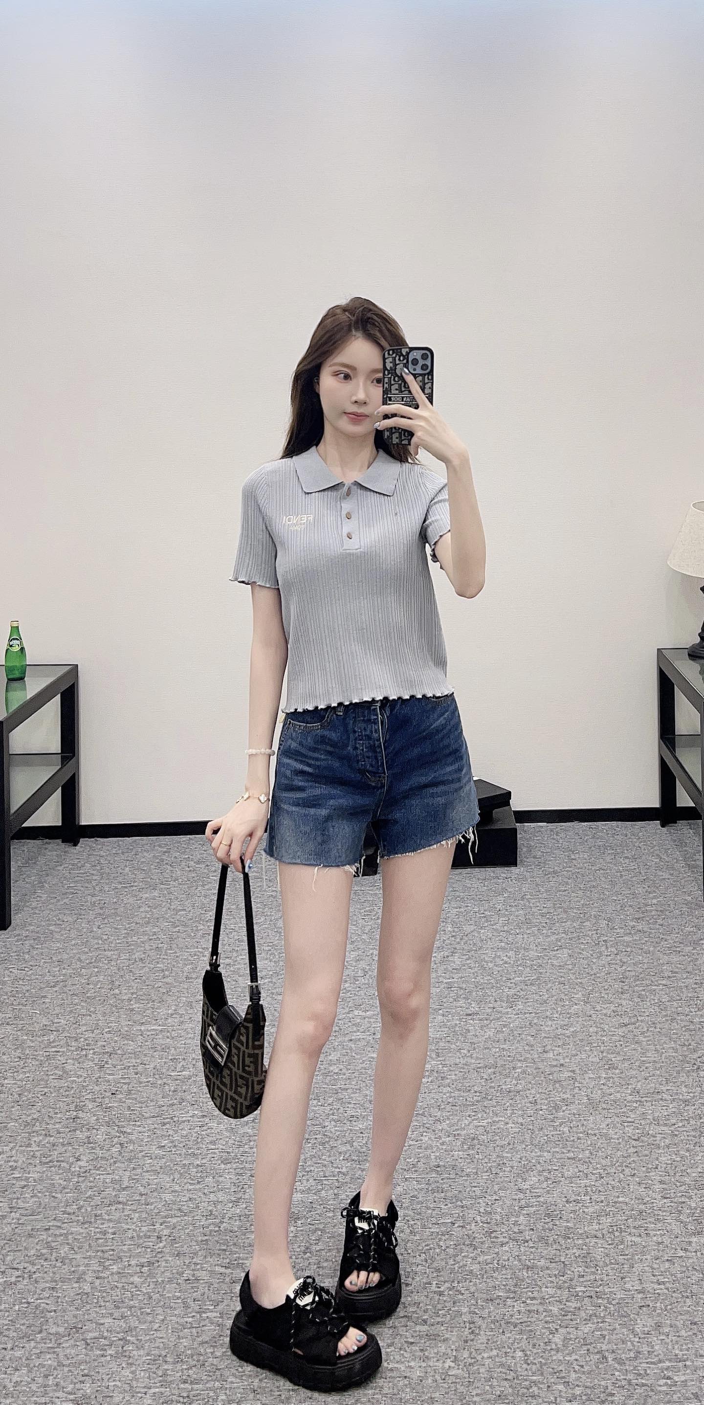 F*♥2025 new product Knitted short sleeves