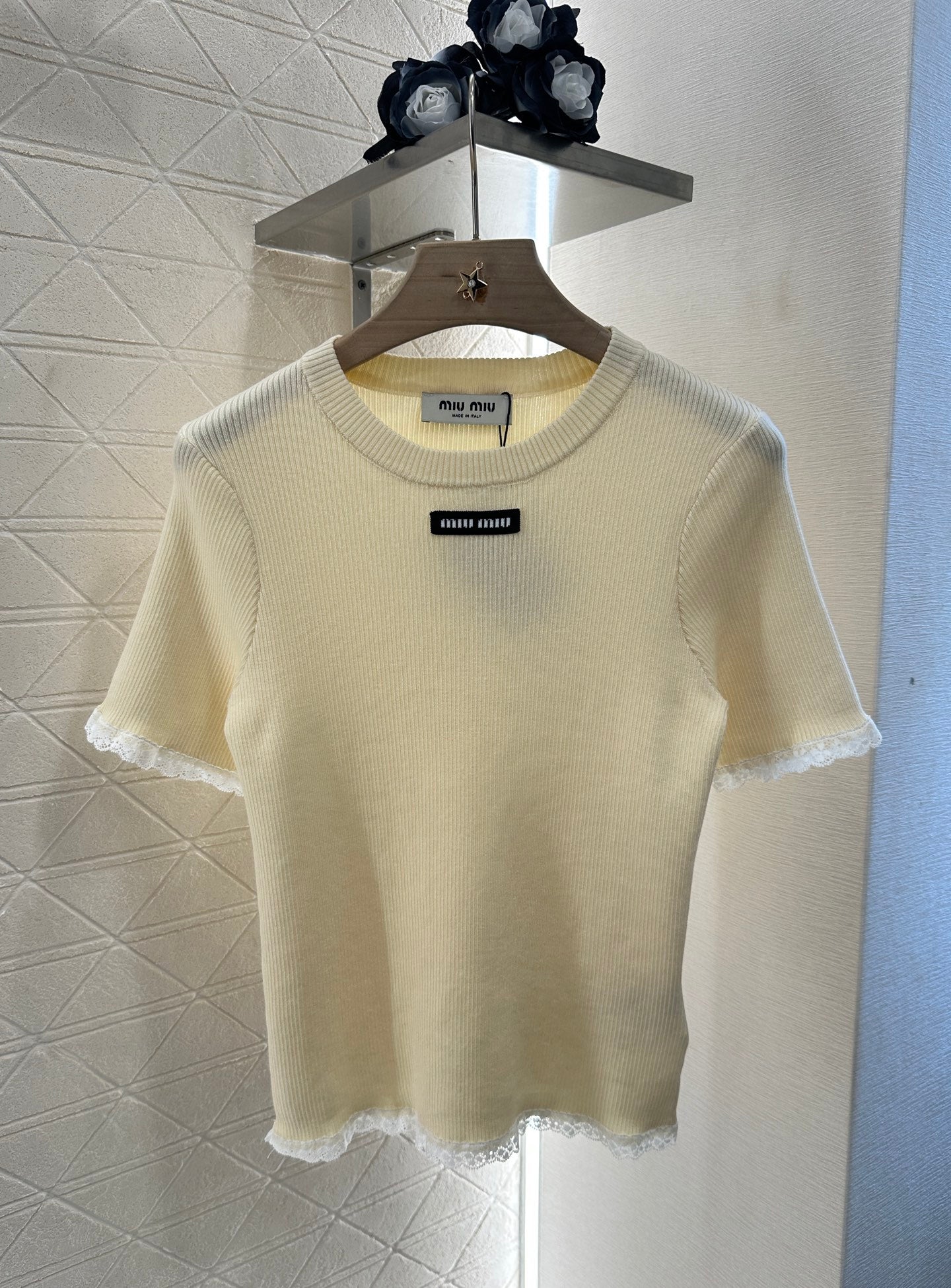 Mi*mi*♥2025 new product Lace knitted short sleeves