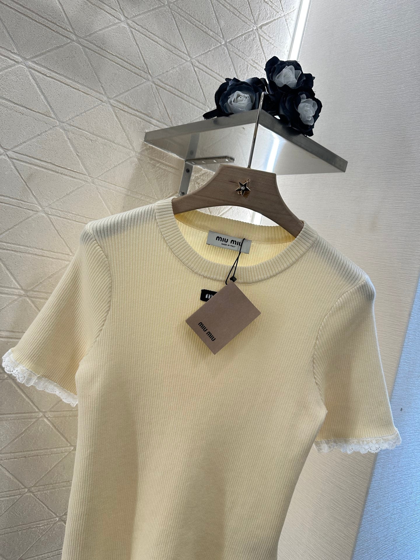 Mi*mi*♥2025 new product Lace knitted short sleeves
