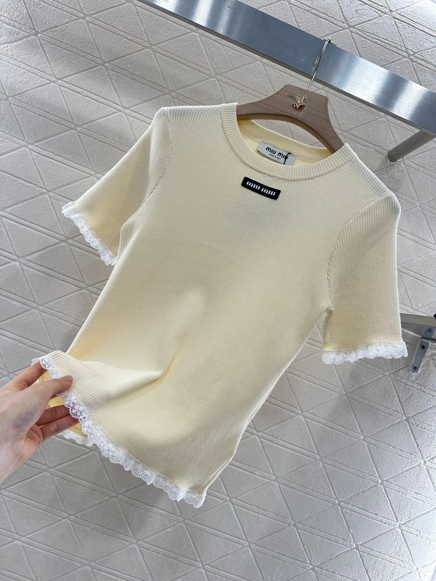 Mi*mi*♥2025 new product Lace knitted short sleeves