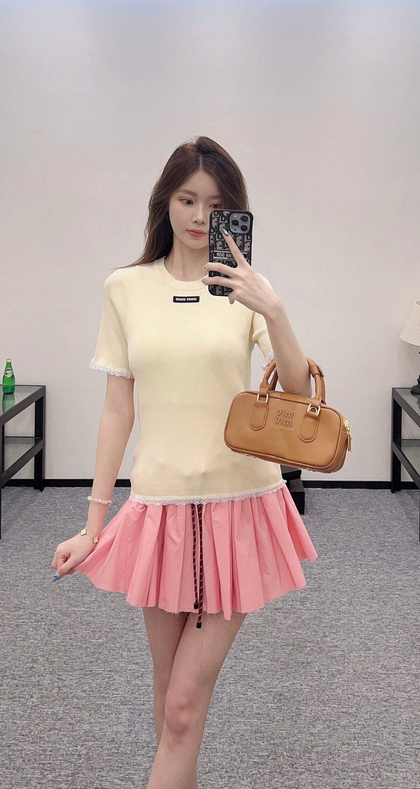Mi*mi*♥2025 new product Lace knitted short sleeves