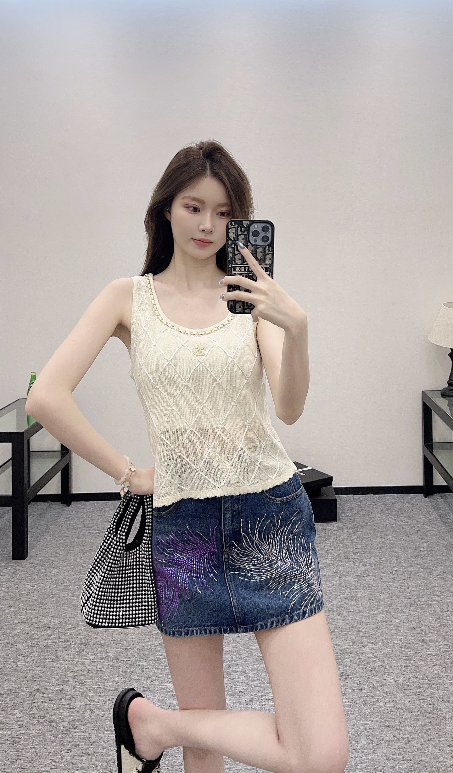 C*♥2025 new product Diamond knitted vest