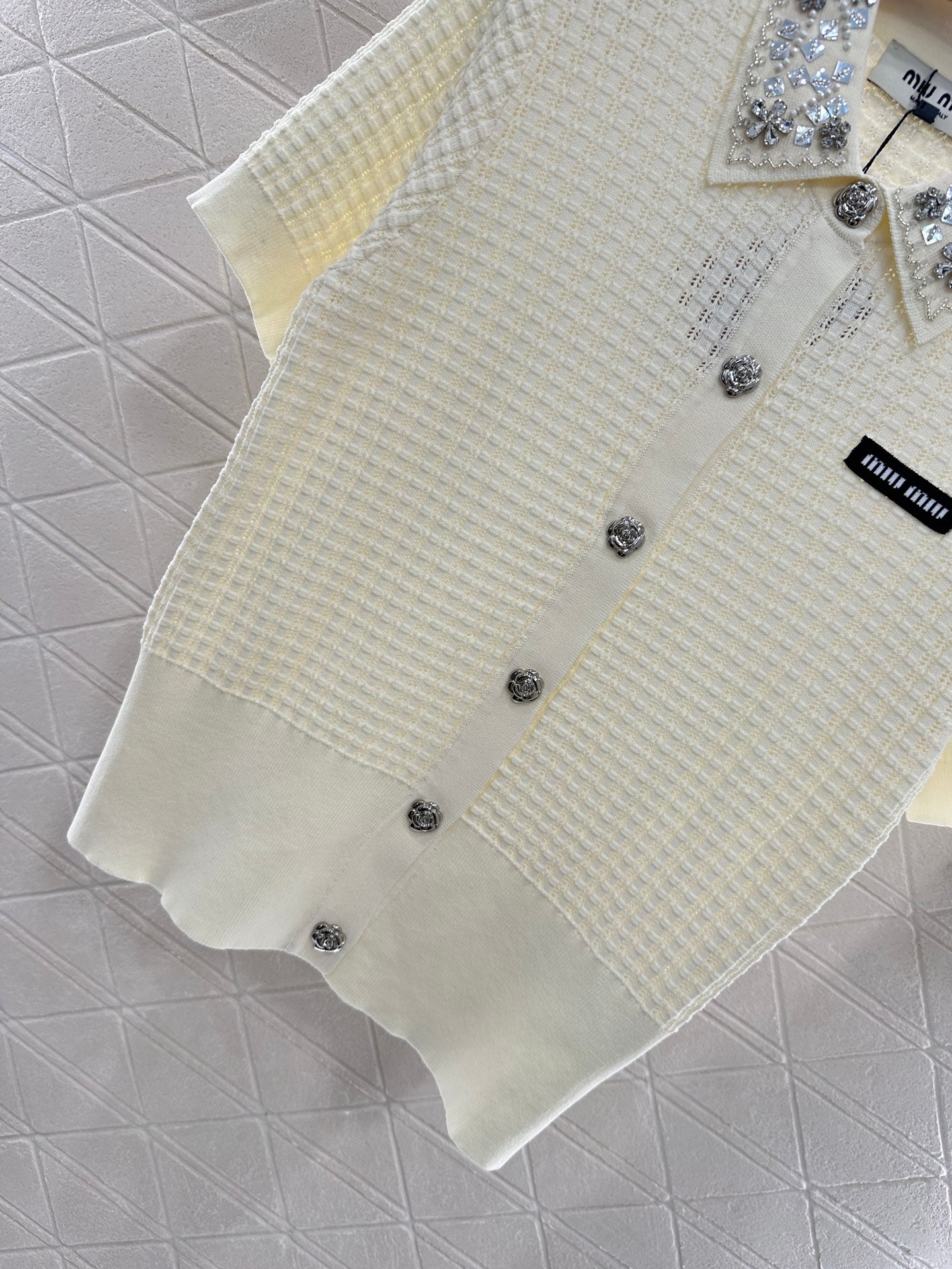 Mi*mi*♥2025 new product Rhinestone knitted cardigan