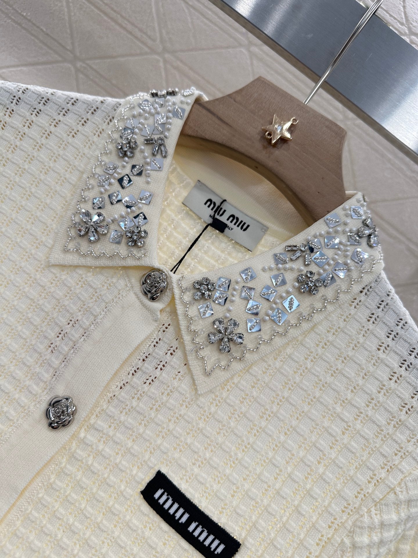 Mi*mi*♥2025 new product Rhinestone knitted cardigan