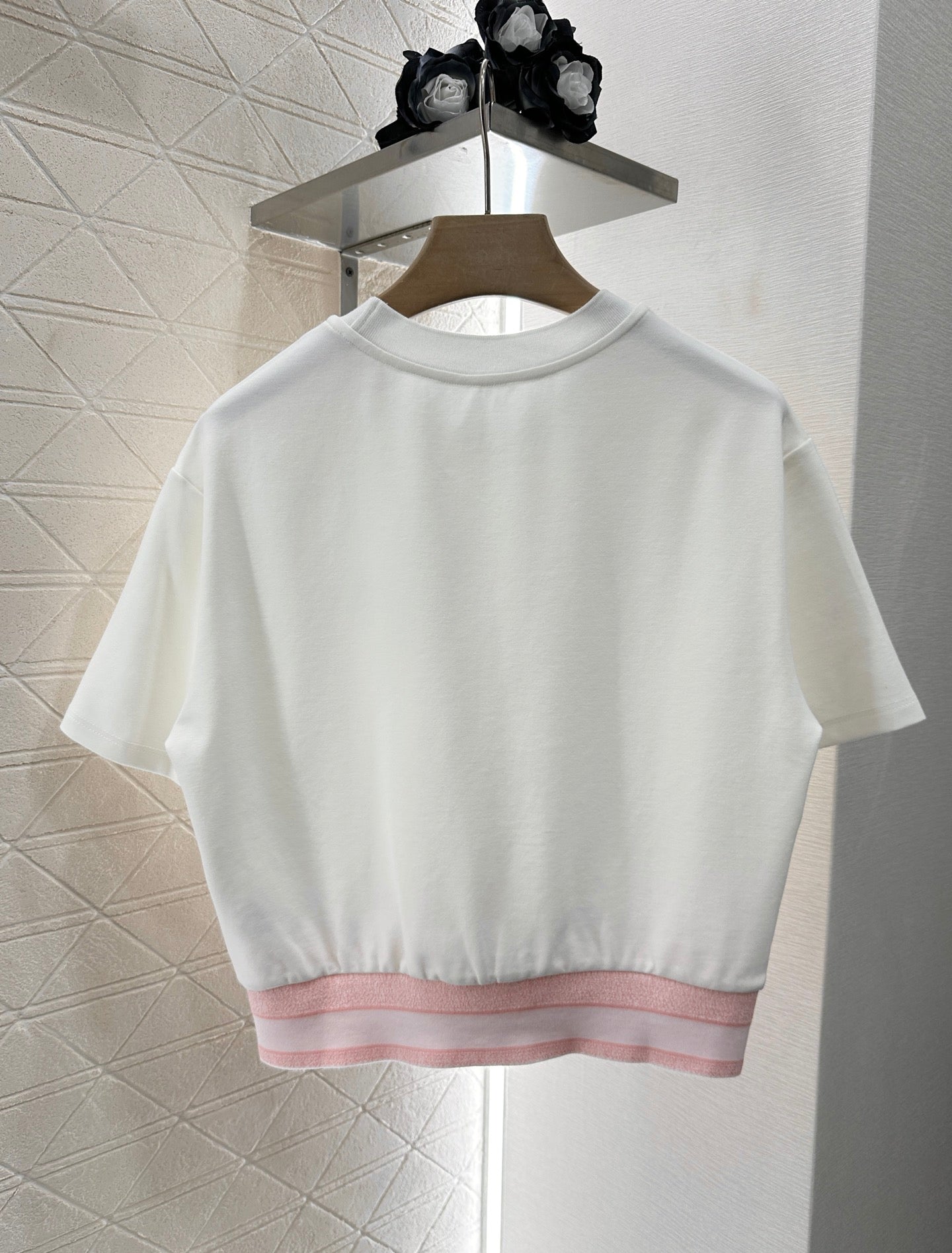 D*♥New arrival Round neck ribbon top and shorts set