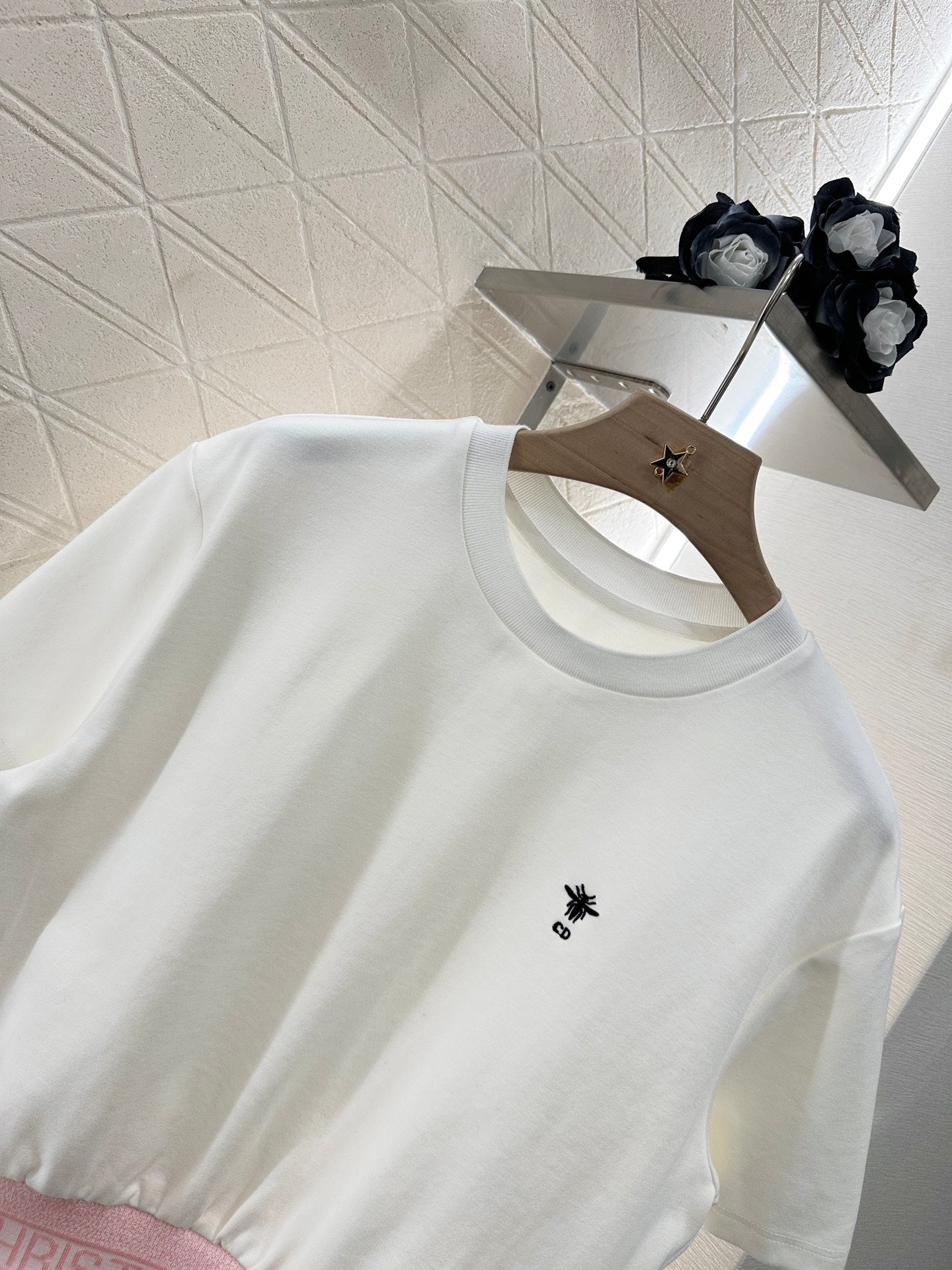 D*♥New arrival Round neck ribbon top and shorts set