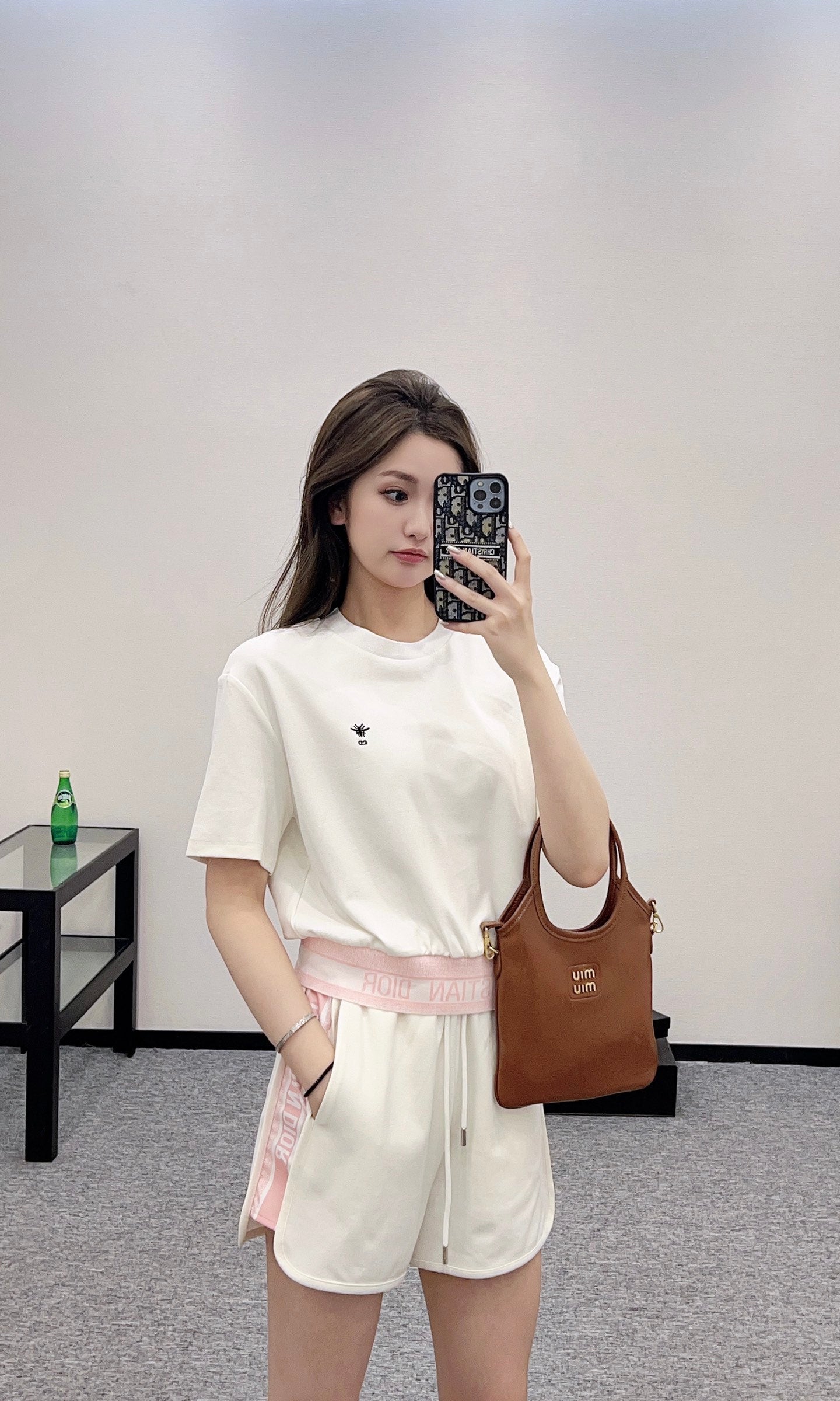 D*♥New arrival Round neck ribbon top and shorts set