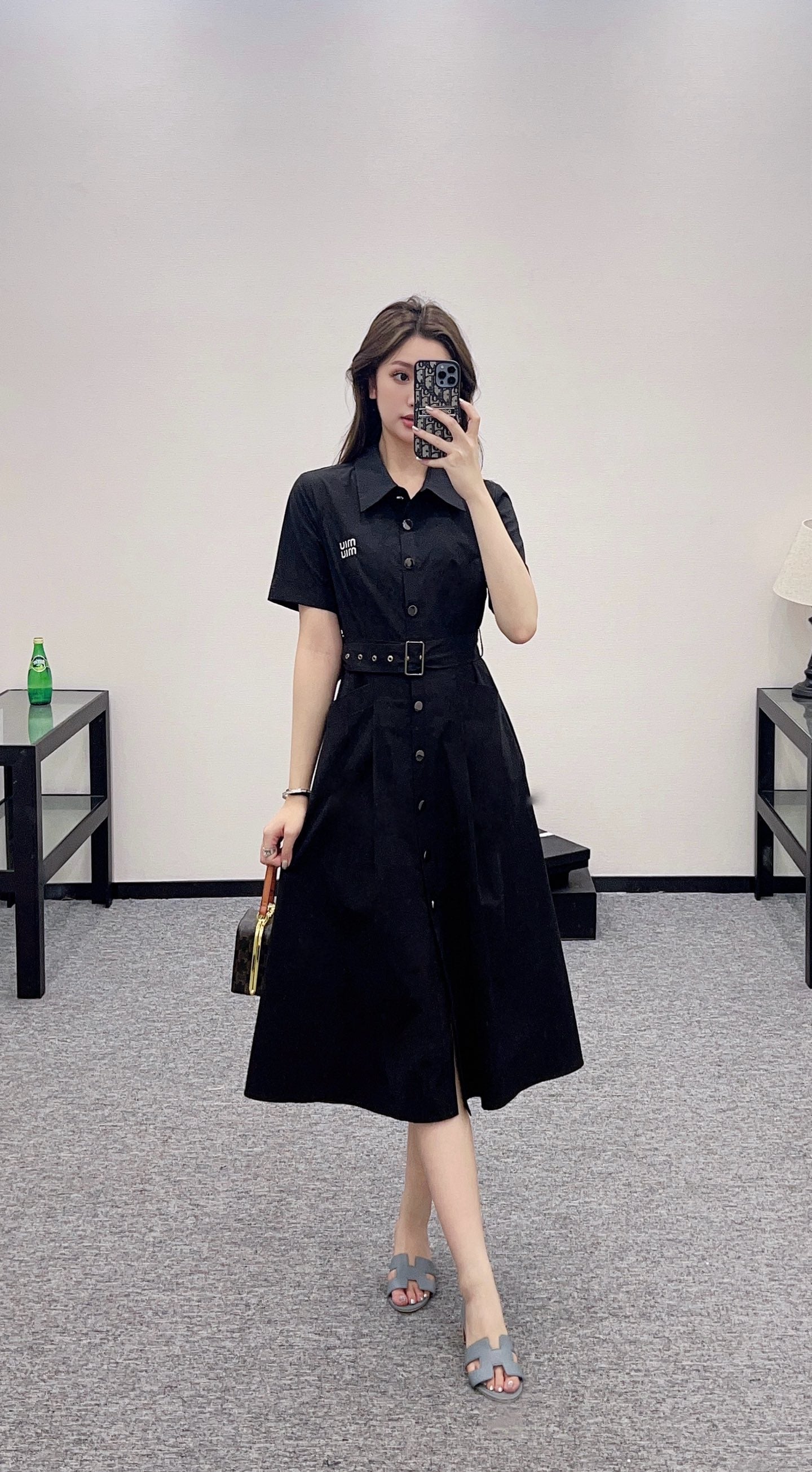 Mi*mi*♥2025 new products Belt shirt dress