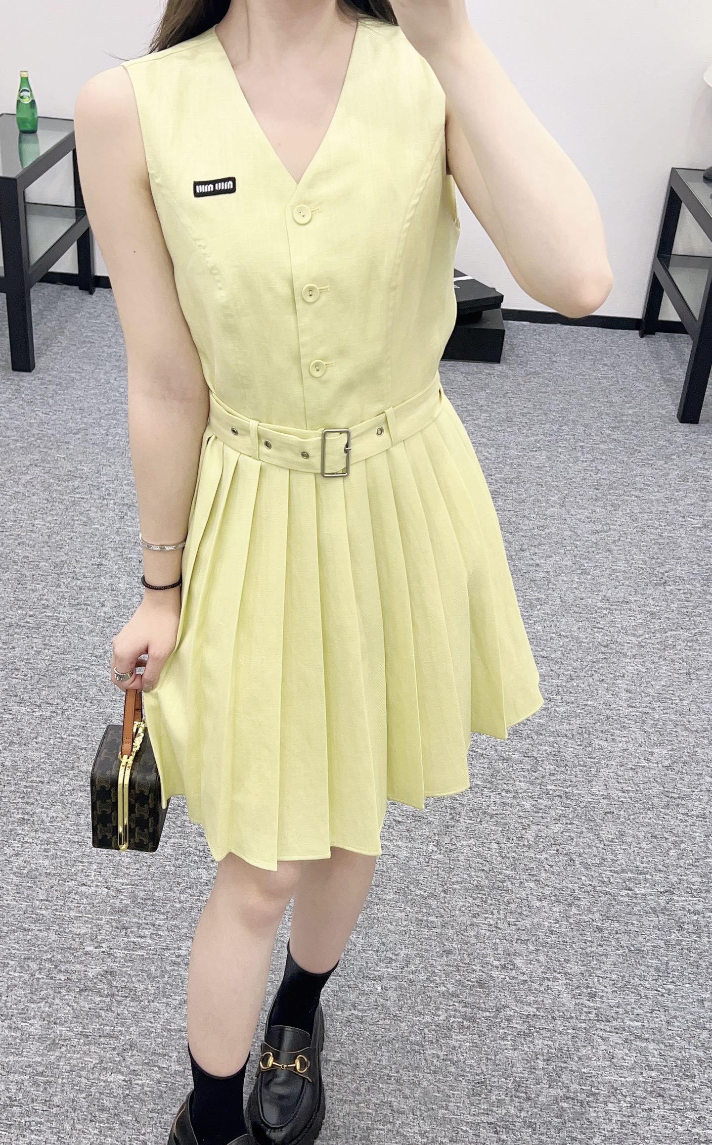 Mi*mi*♥2025 new product Belt pleated vest dress